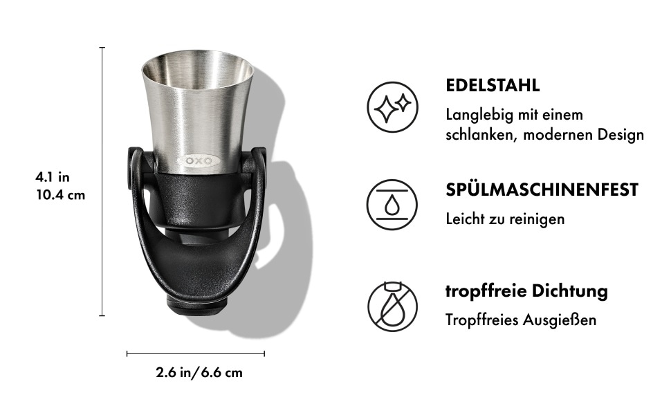 OXO SteeL Flaschenausgießer »Weinverschluss und Ausgießer aus Stahl«
