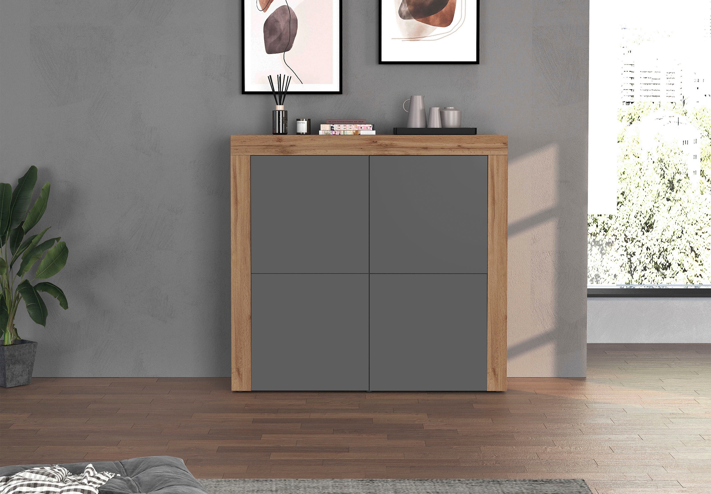 OTTO home Highboard »CHRONOS Breite 140 cm mit 4 Türen und 8 Fächer 'Made in Italy'« 1 Stk. tlg. Hohes Sideboard, Kommode, Schrank, Grifflos mit Push to Open