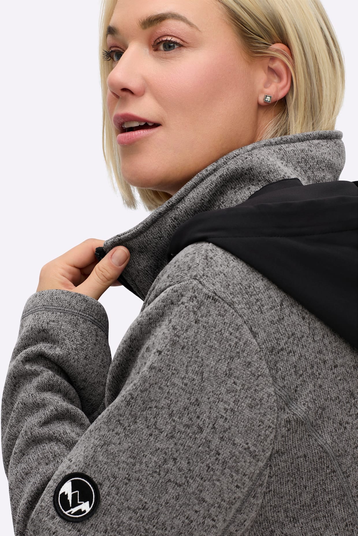 Sheego Strickfleecejacke, mit Kapuze