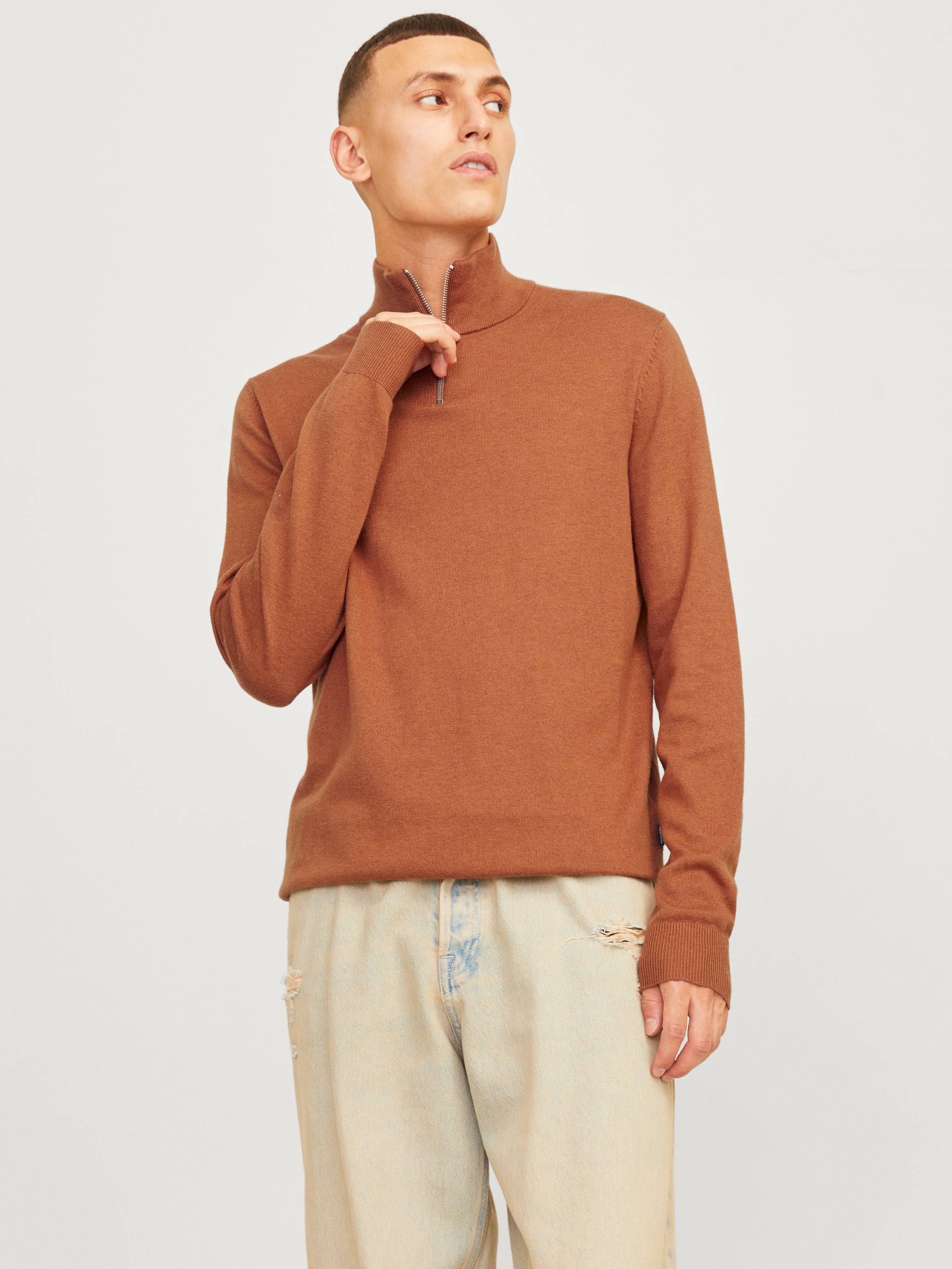 Jack & Jones Troyer "JJEEMIL KNIT HALF ZIP NOOS", mit Rippbündchen günstig online kaufen