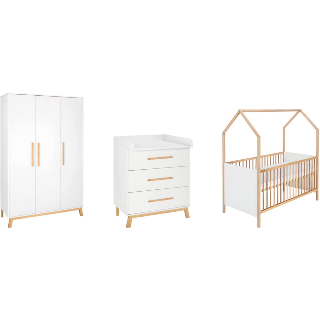 Schardt Babyzimmer-Komplettset »Sienna«, (Set, 3 St., Hausbett, Schrank, Wickelkommode)