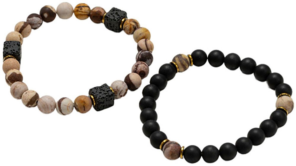 Firetti Armband Set »Multipack Schmuck Geschenk Armschmuck Armketten Edelstein«, (Set, 2 tlg.), Made in Germany - mit Jaspis, Lavastein, Onyx