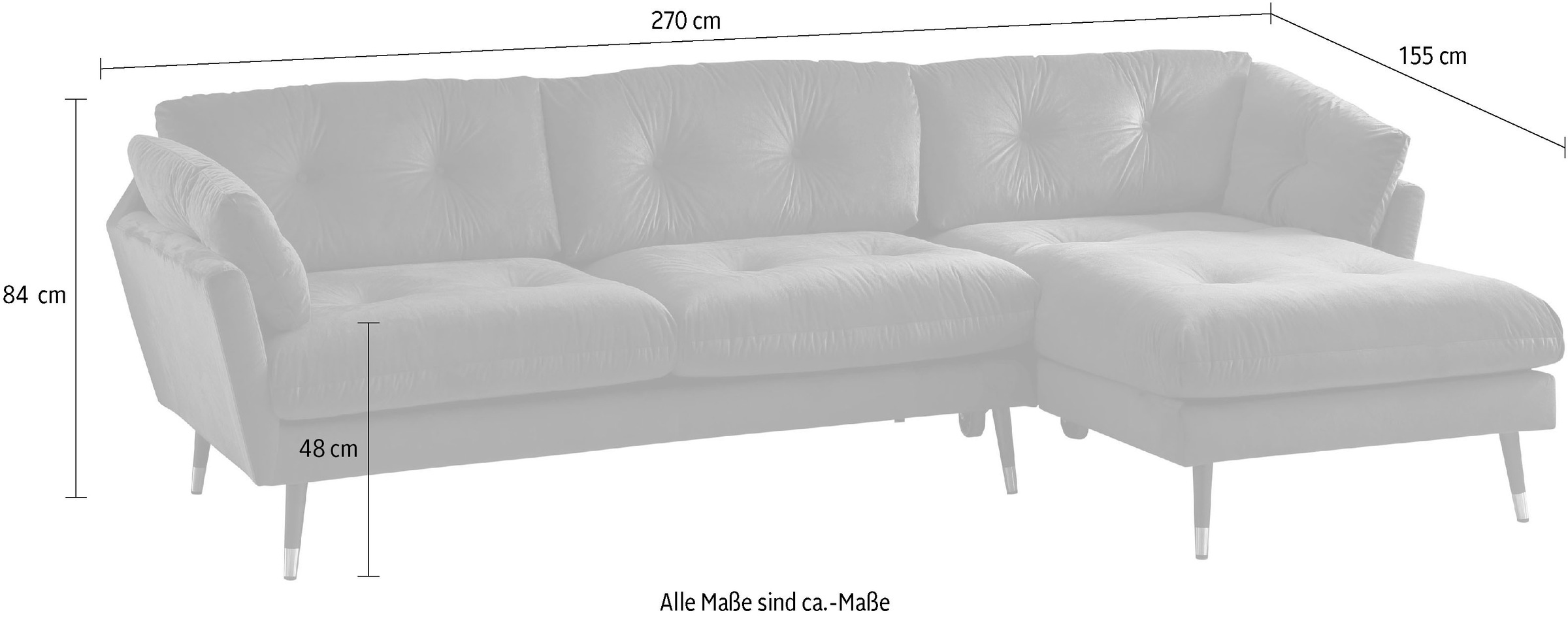 Trends by HG Ecksofa "Japan L-Form", mit Fuß in Holz-Metallkombination, Rec günstig online kaufen