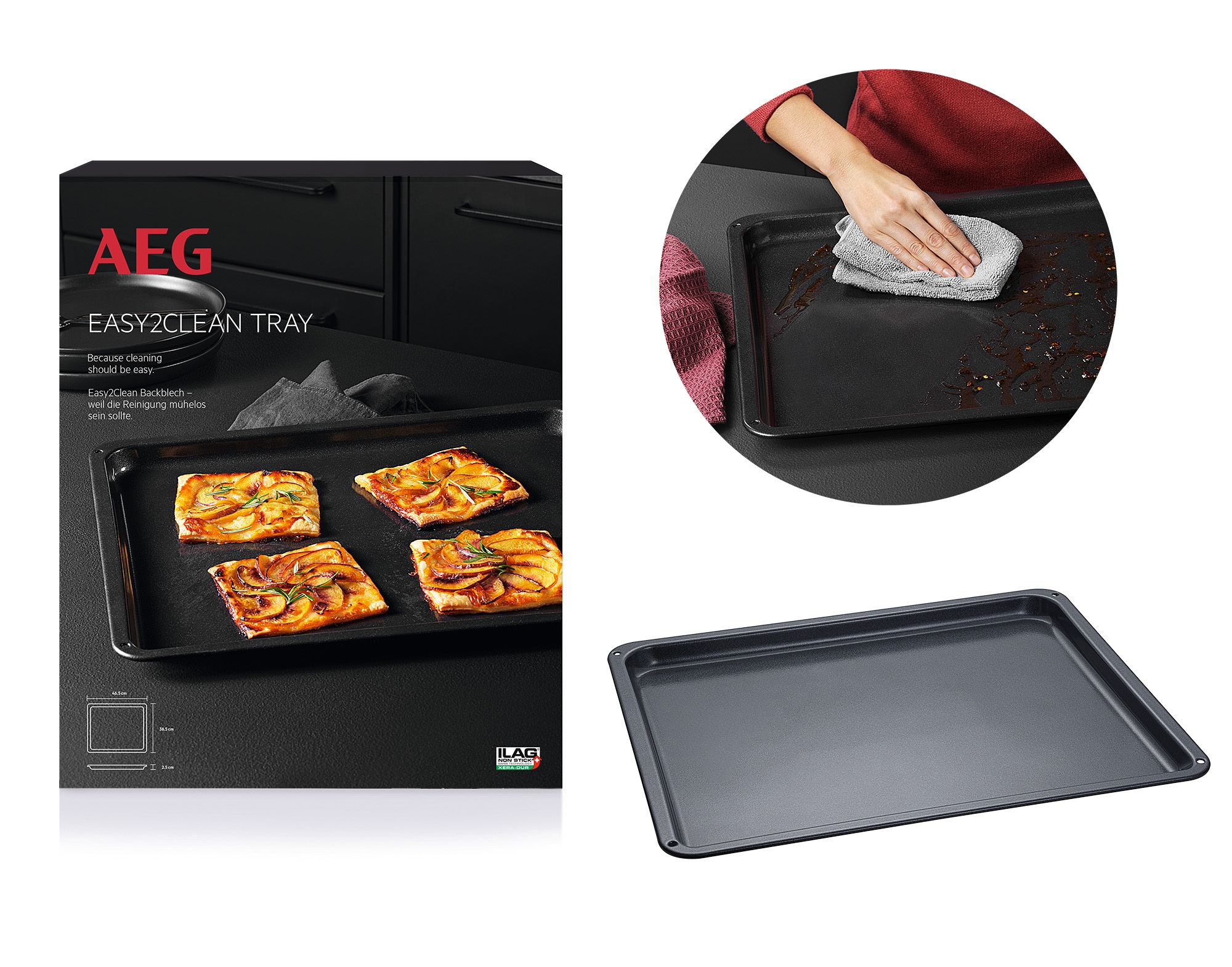 AEG Backblech »Easy2Clean Backblech A9OOAF11 mit Antihaftbeschichtung« Metall Easy2Clean: Backen ohne Backpapier – nichts haftet, schnell sauber