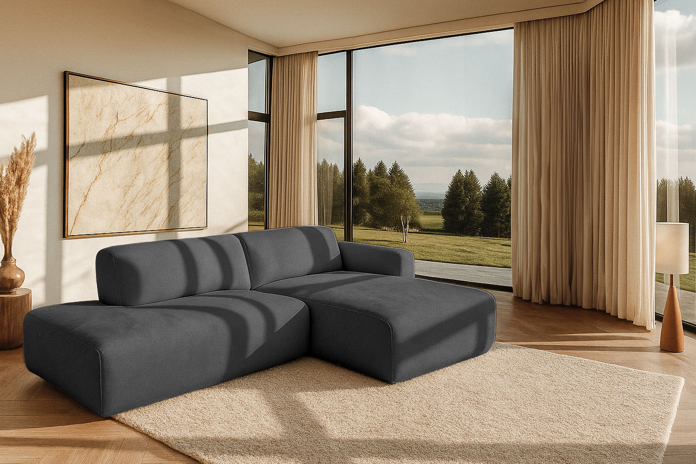 OTTO home Ecksofa "Myrland Kompaktsofa" Breite 263 cm, Chenille, Easy Clean Stoff, mit Kaltschaum