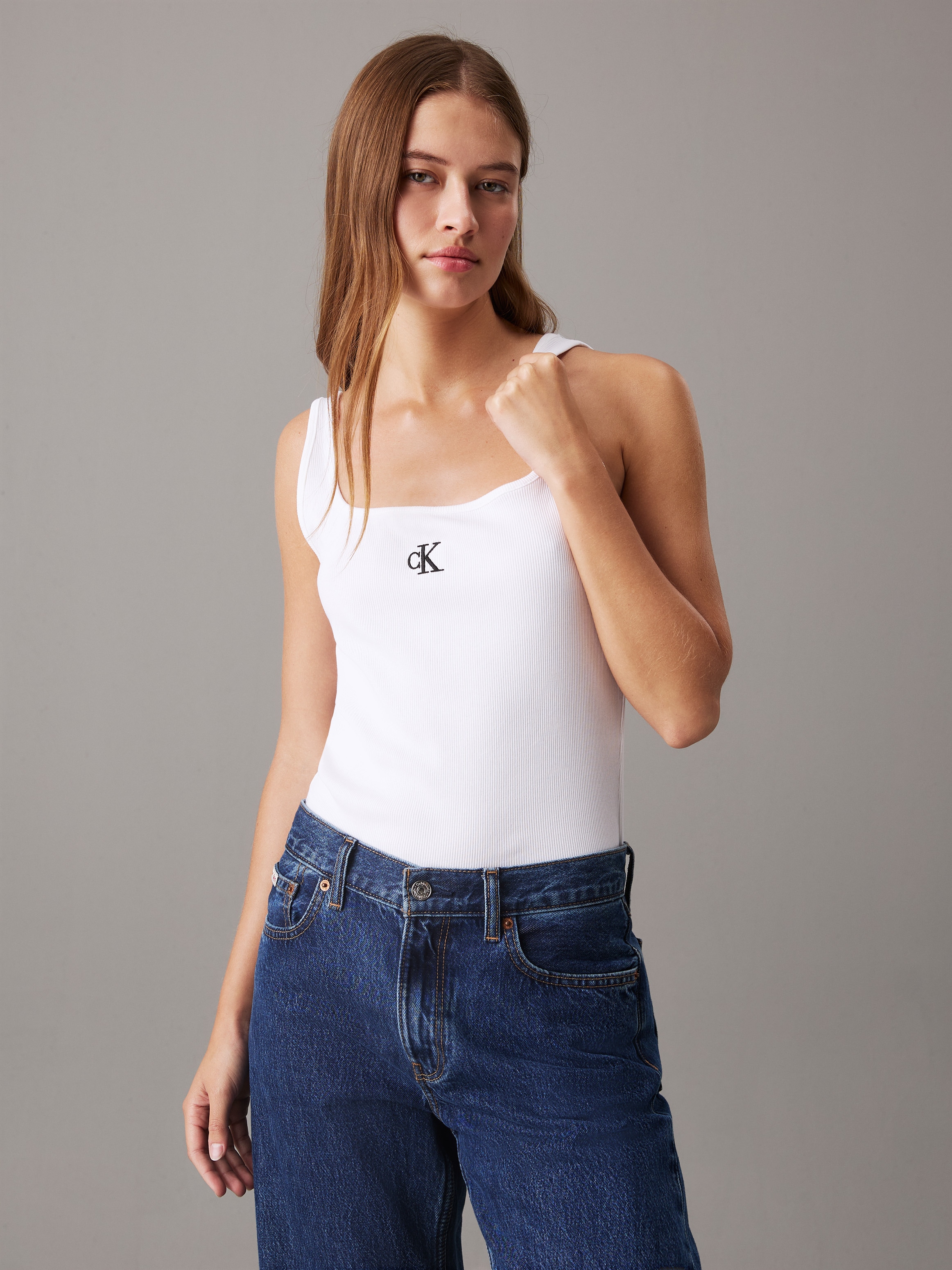 Calvin Klein Jeans Tanktop "CK RIB TANK TOP" mit eckigem Ausschnitt günstig online kaufen