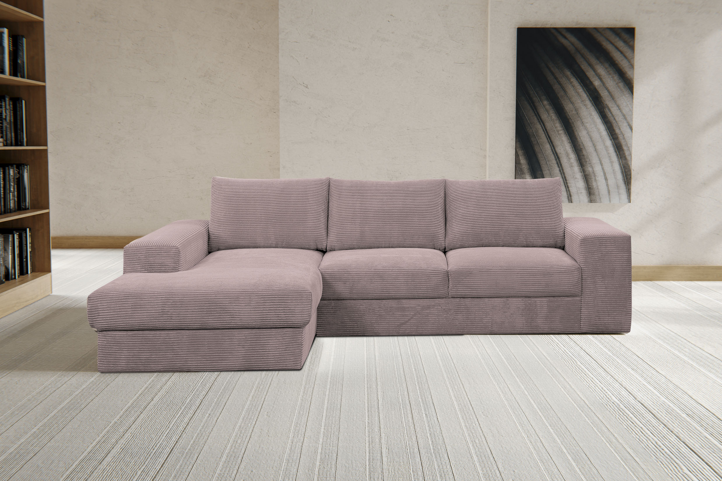 WERK2 Ecksofa "Rozzana 280 x 190 cm modern und bequem" Cord, L-Form, XXL