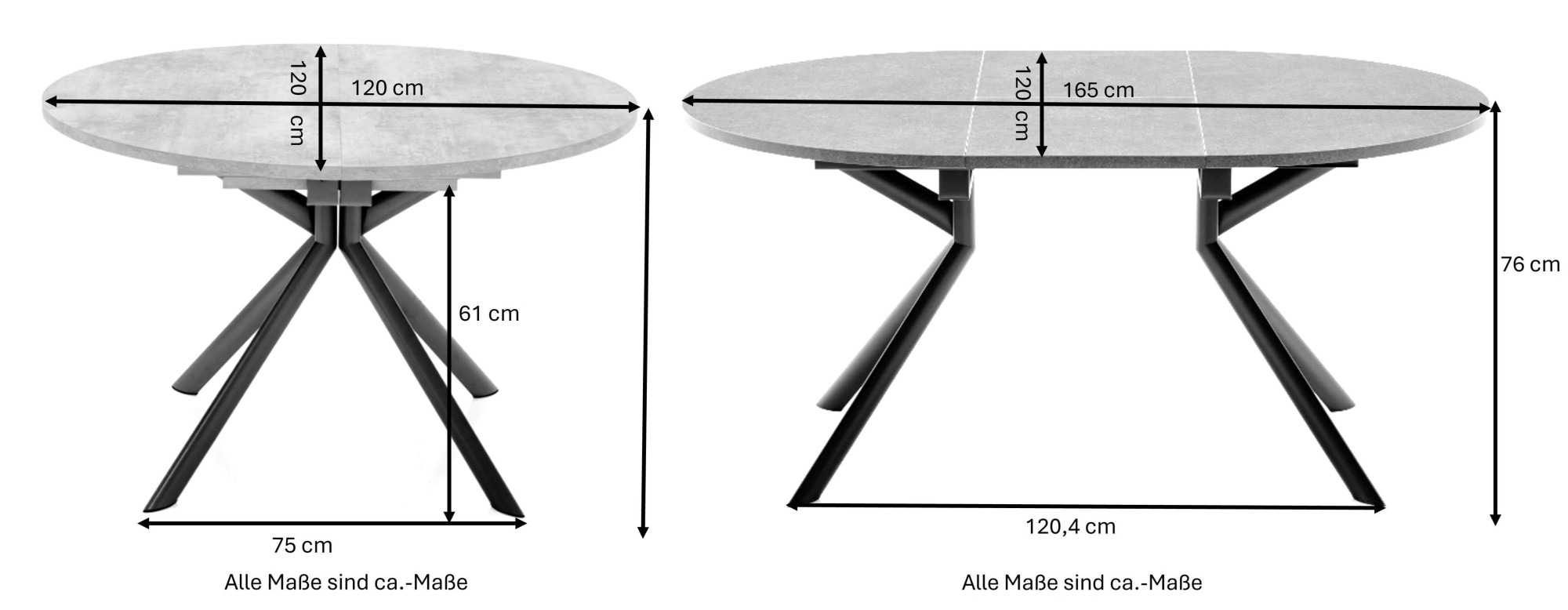 connubia Esstisch »Giove,Tisch rund,ausziehbar,Esszimmer, Tisch Küche«, Runder ausziehbarer Tisch. Platz für 4-6 Personen.