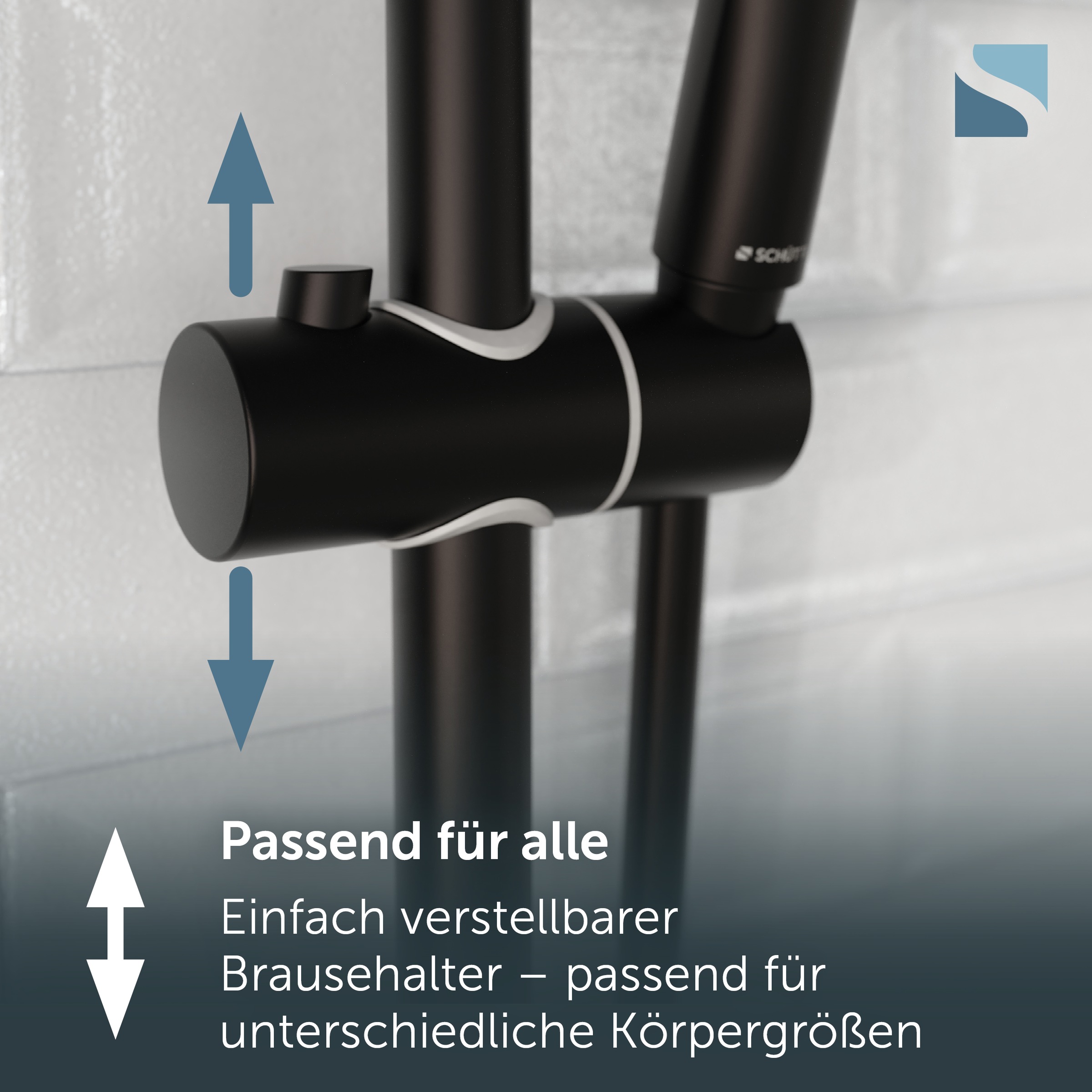Schütte Duschsystem »BLACK« Überkopfbrauseset mit Thermostat, höhenverstellbar