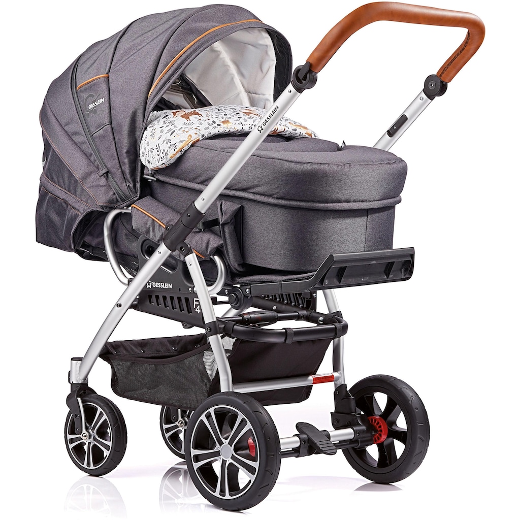 Gesslein Kombi-Kinderwagen »F4 Air+, Eloxiert Cognac mit Tragetasche C1 Lift, Reh«