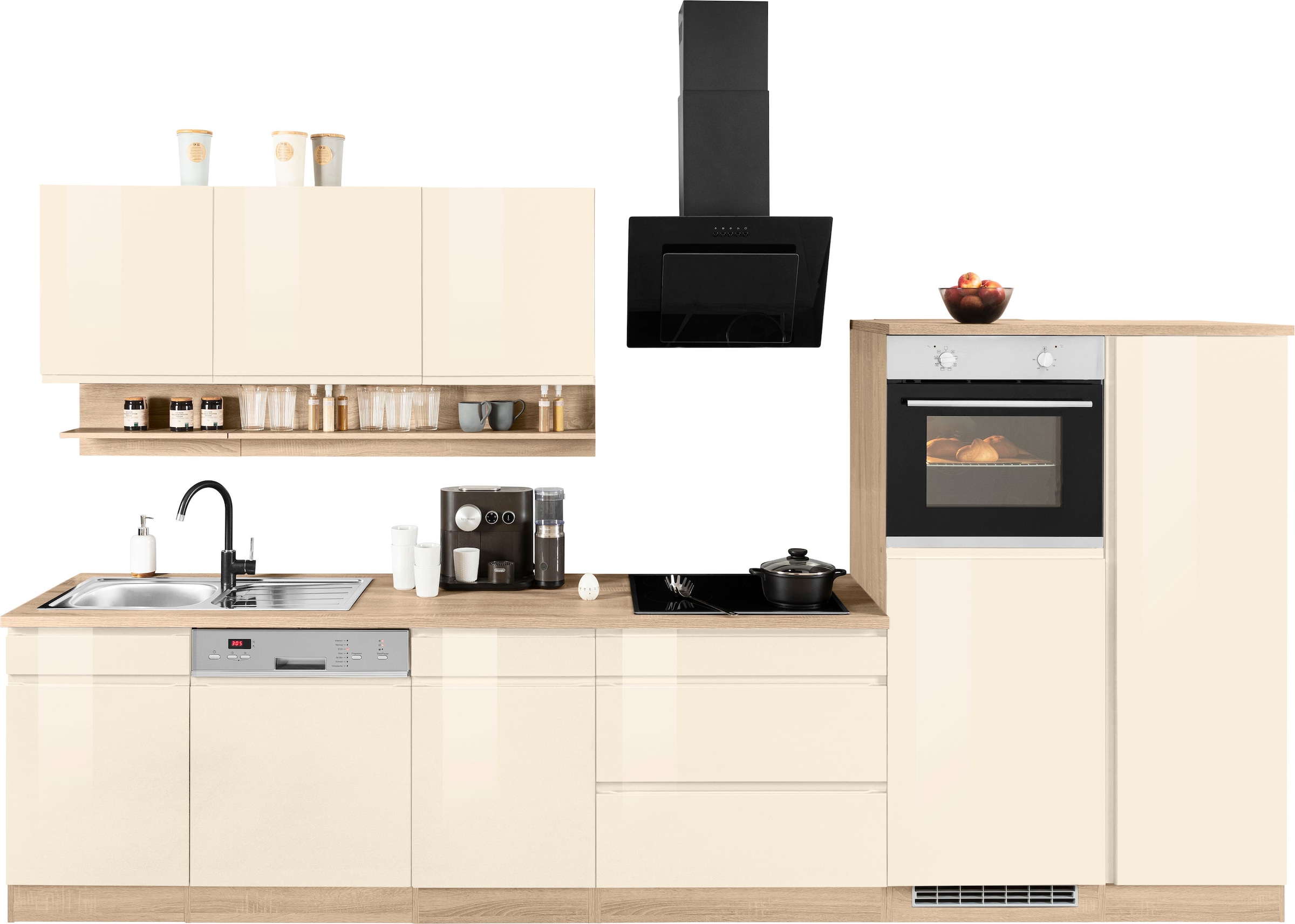 HELD MÖBEL Küchenzeile "Virginia", Breite 350 cm, mit Glaskeramik-oder Indu günstig online kaufen