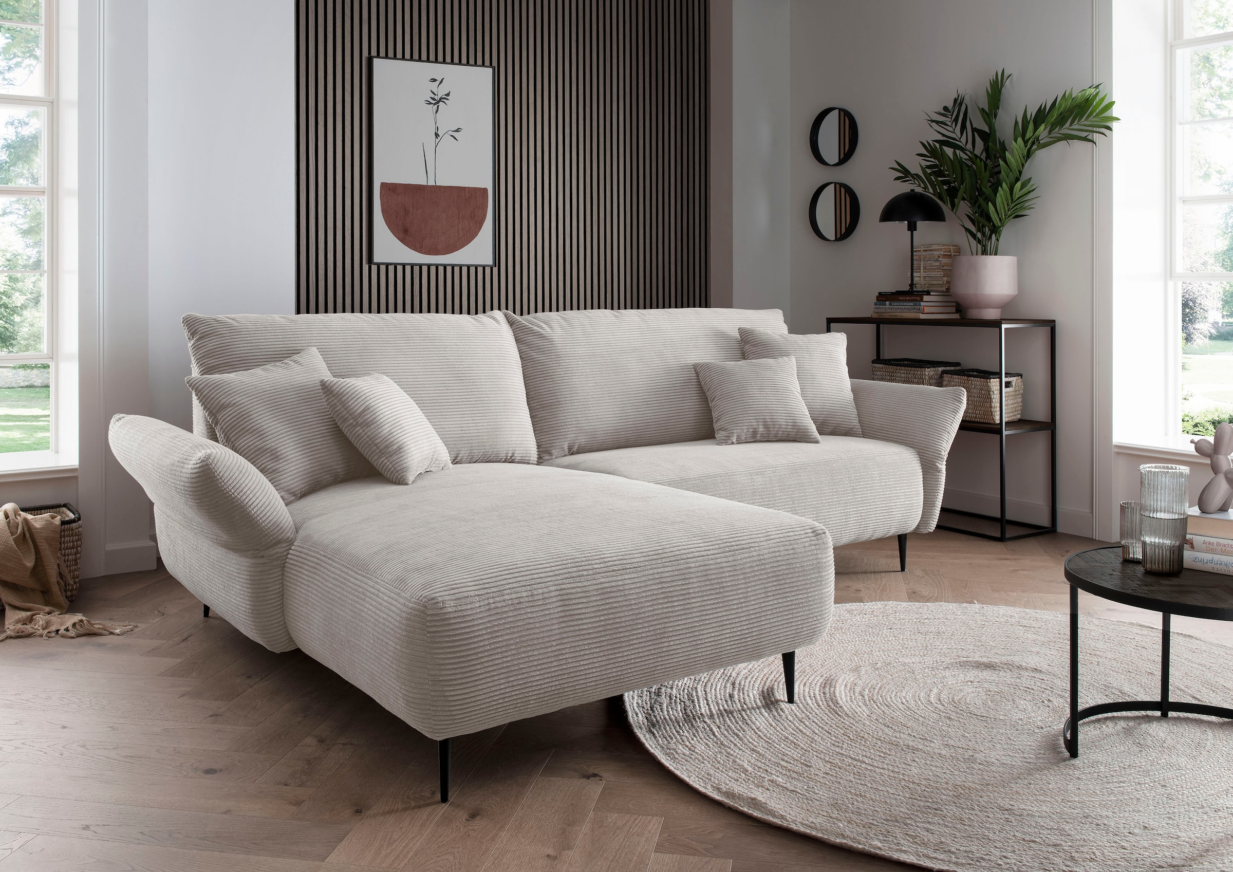 Home affaire Ecksofa "Amarena modern & bequem, verstellbare Armlehnen, L-Form" inklusive Armlehnenverstellfunktion, inkl. 4x Zierkissen