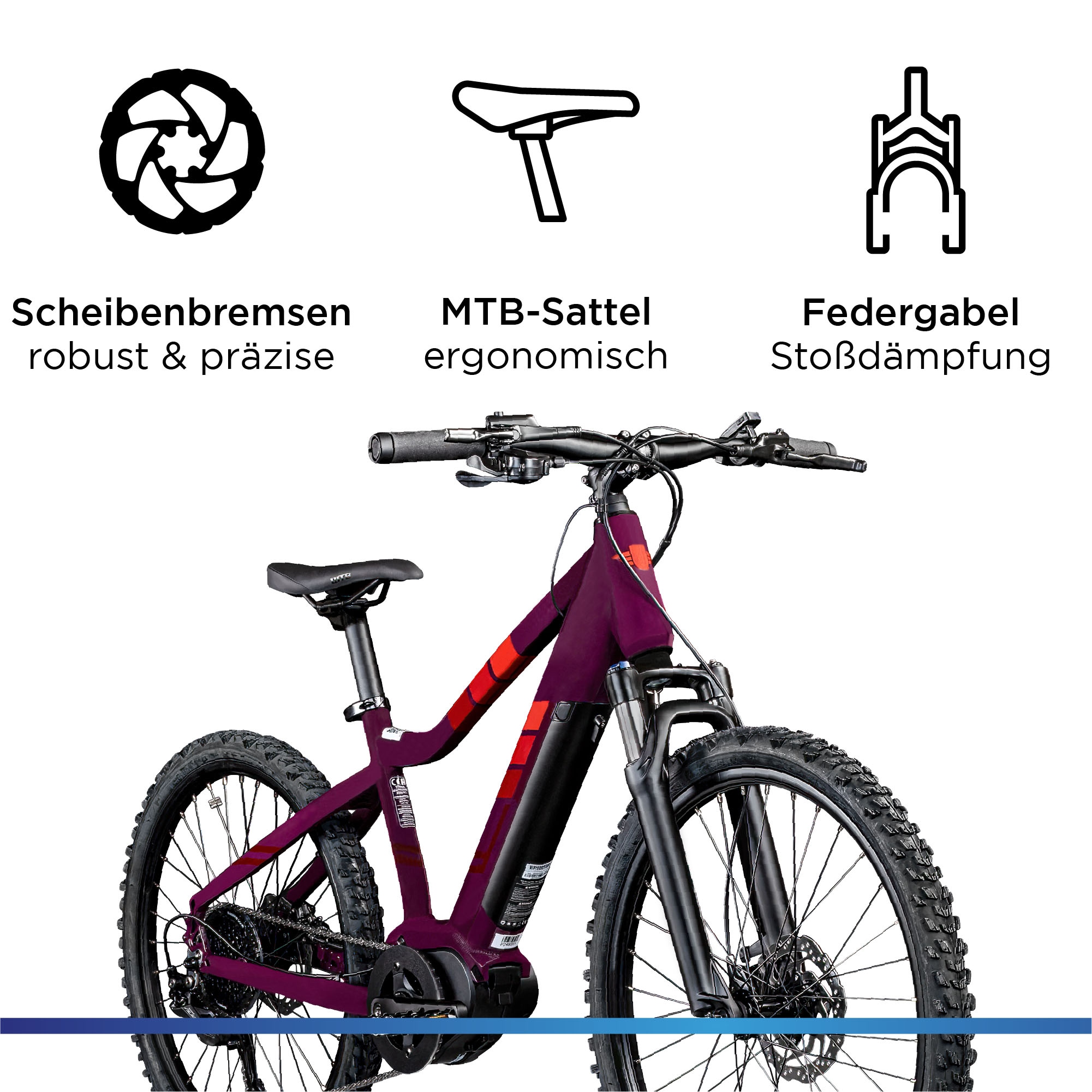 Zündapp E-Bike »Z240«, 9 Gang, Shimano, Alivio RD-M3100 SGS, Mittelmotor 250 W, E Bike Mountainbike 24 Zoll Elektro Bike 130-145 cm Jugendliche ab 8