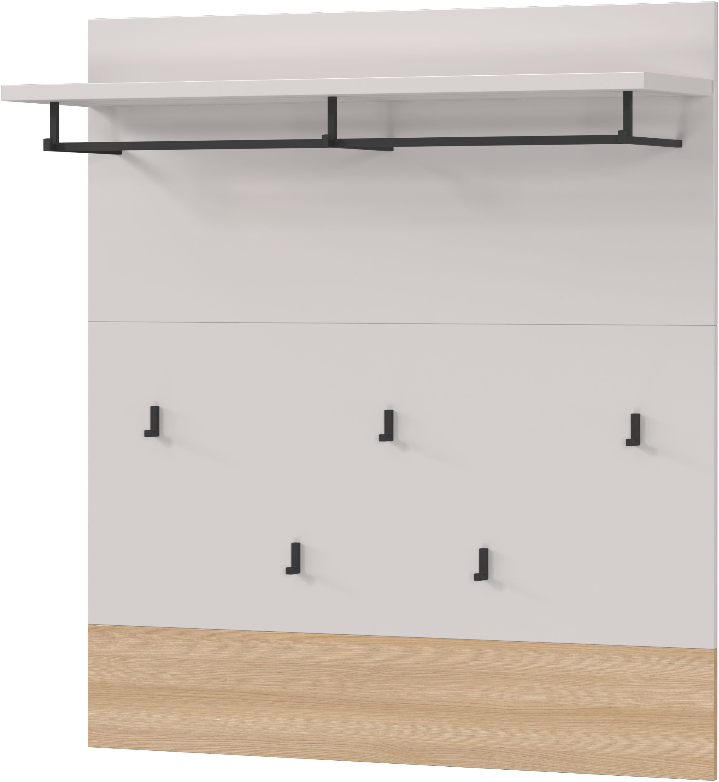 GERMANIA Garderobenpaneel "Arluno" 1 Stk. tlg. 96 x 107 x 30 cm, Kleiderstange und -haken aus Metall, Made in Germany
