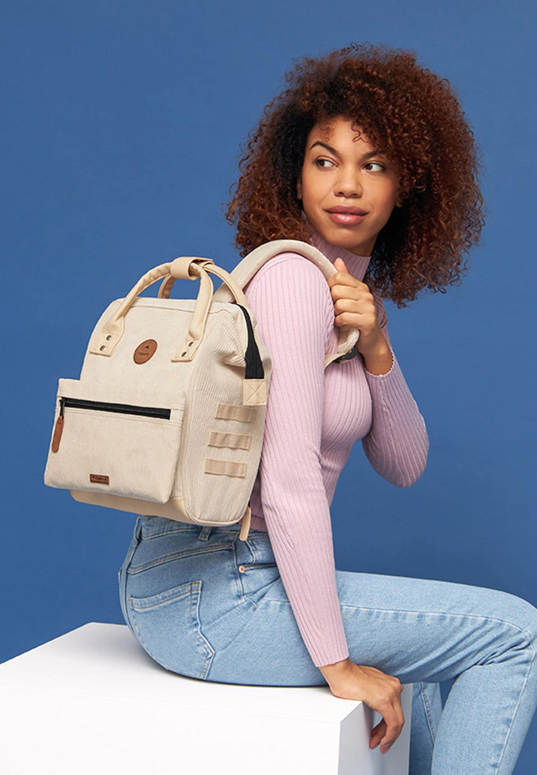 CABAIA Tagesrucksack »Adventurer S Cord Recycled« Cord-Rucksack mit austauschbaren Vordertaschen