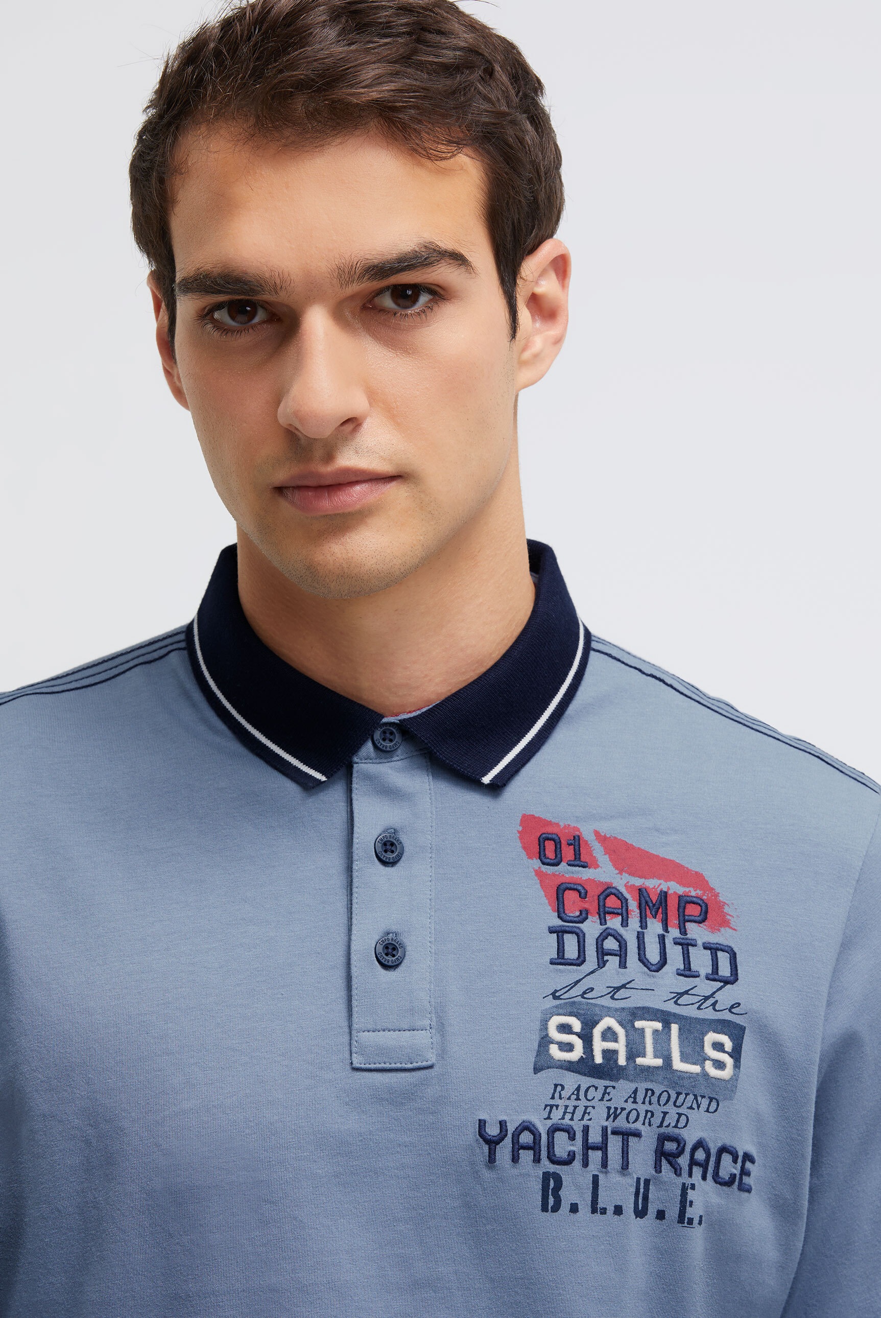 CAMP DAVID Langarm-Poloshirt aus Baumwolle