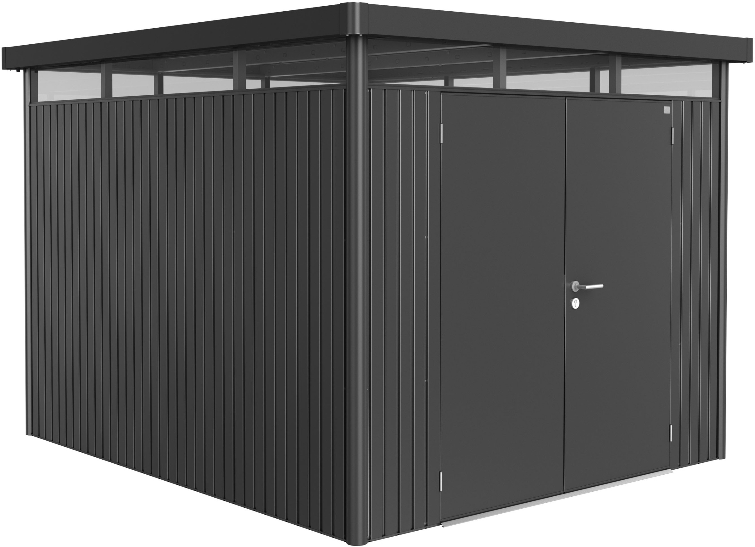 Gerätehaus BIOHORT, grau, Stahlblech, Garten, Gerätehäuser, "HighLine Gr. H5", quarzgrau-metallic