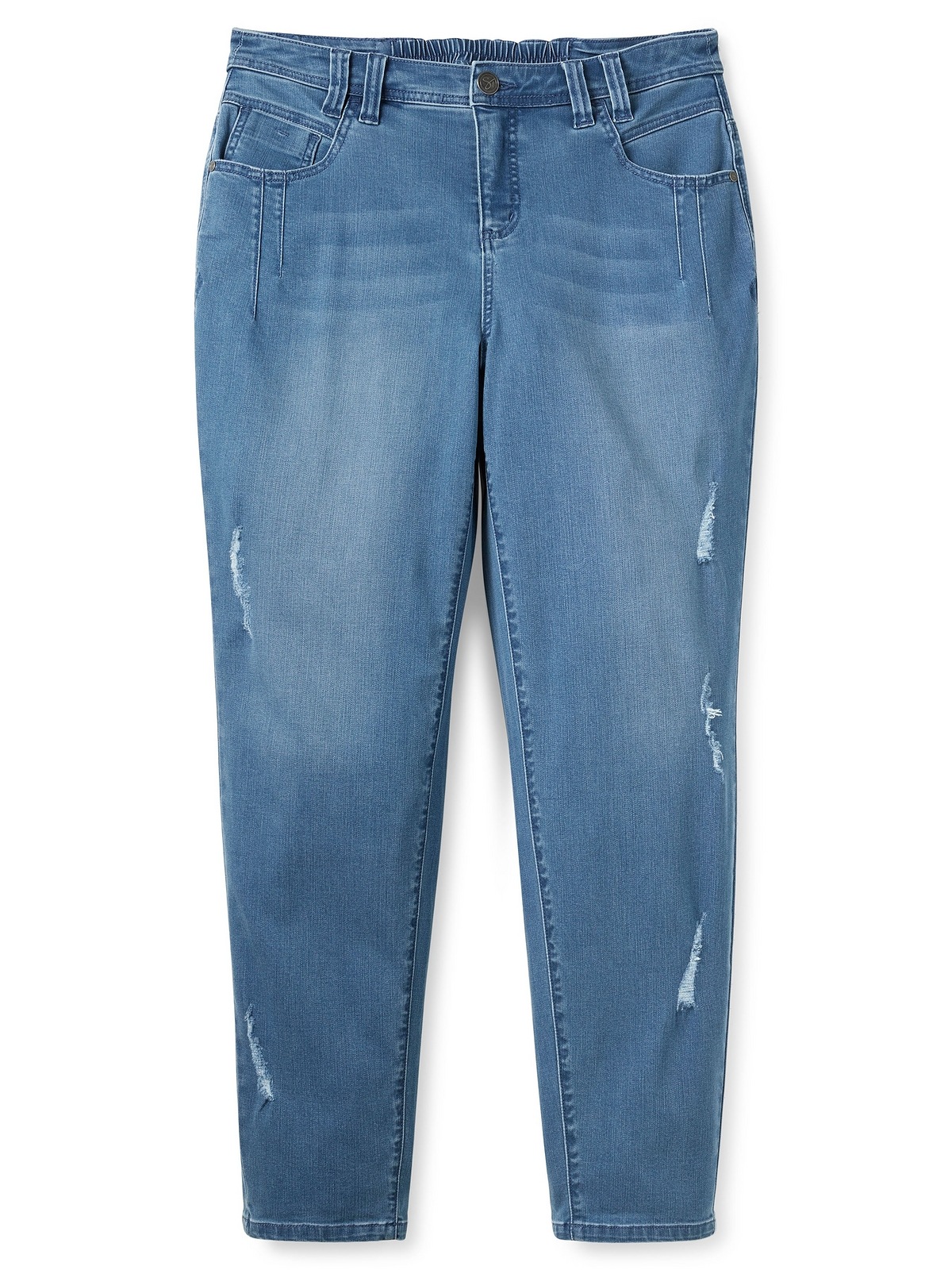 Sheego Girlfriend-Jeans »Große Größen«, mit Destroyed-Effekt, Teilgummibund