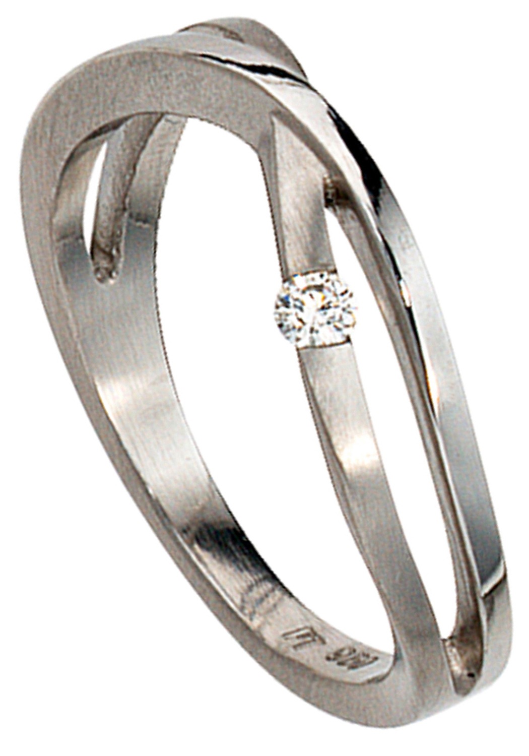 Diamantring JOBO "Platinring" Gr. 54, platin 950, Fingerringe, Damen, 54, SI = kleine Einschlüsse, Diamanten Platin 950, Diamanten, Platin 950, Diamantring, 950 Platin teil matt mit Diamant