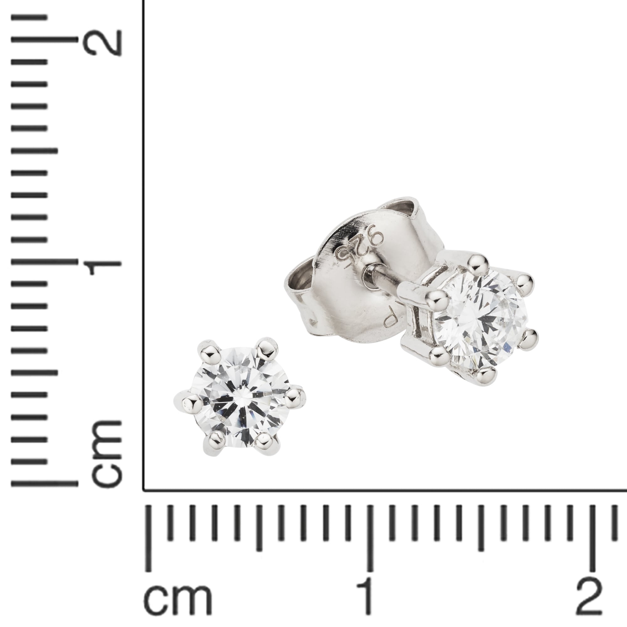 Zeeme Paar Ohrstecker »Silber 925 rhodiniert mit weißen Zirkonia-Steinen«