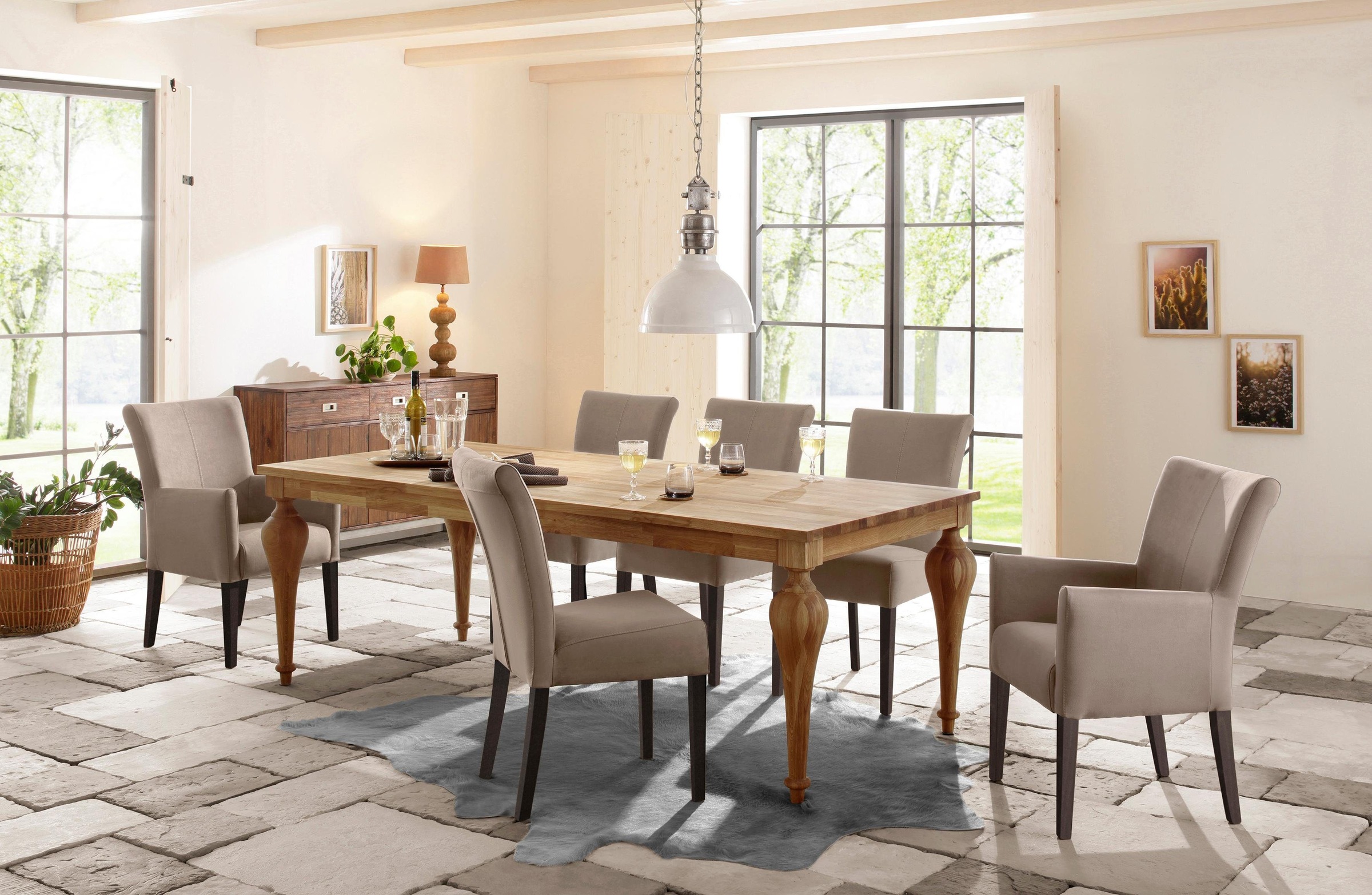 Home affaire Esszimmerstuhl »King«, Luxus-Microfaser, Polsterstuhl, Armlehnstuhl, Gestell Massivholz
