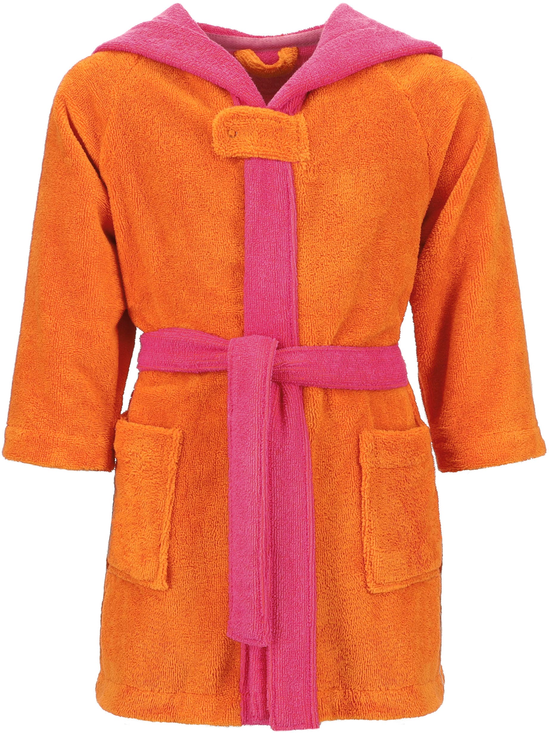Kinderbademantel VOSSEN, L:80cm, orange, Baumwoll-Mix, Hausmäntel, "Bixie, ideal für Sauna & Spa, Hotelbademantel, Morgenmantel", Doubleface-Look