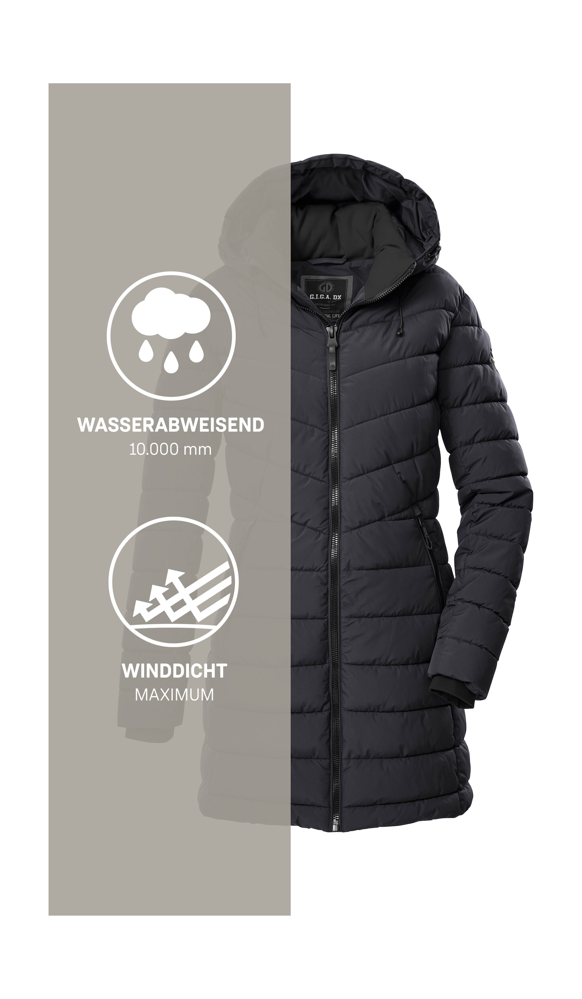G.I.G.A. DX by killtec Steppmantel »GW 74 WMN QLTD PRK« Wasserabweisender, winddichter Steppparka mit abnehmbarer Kapuze