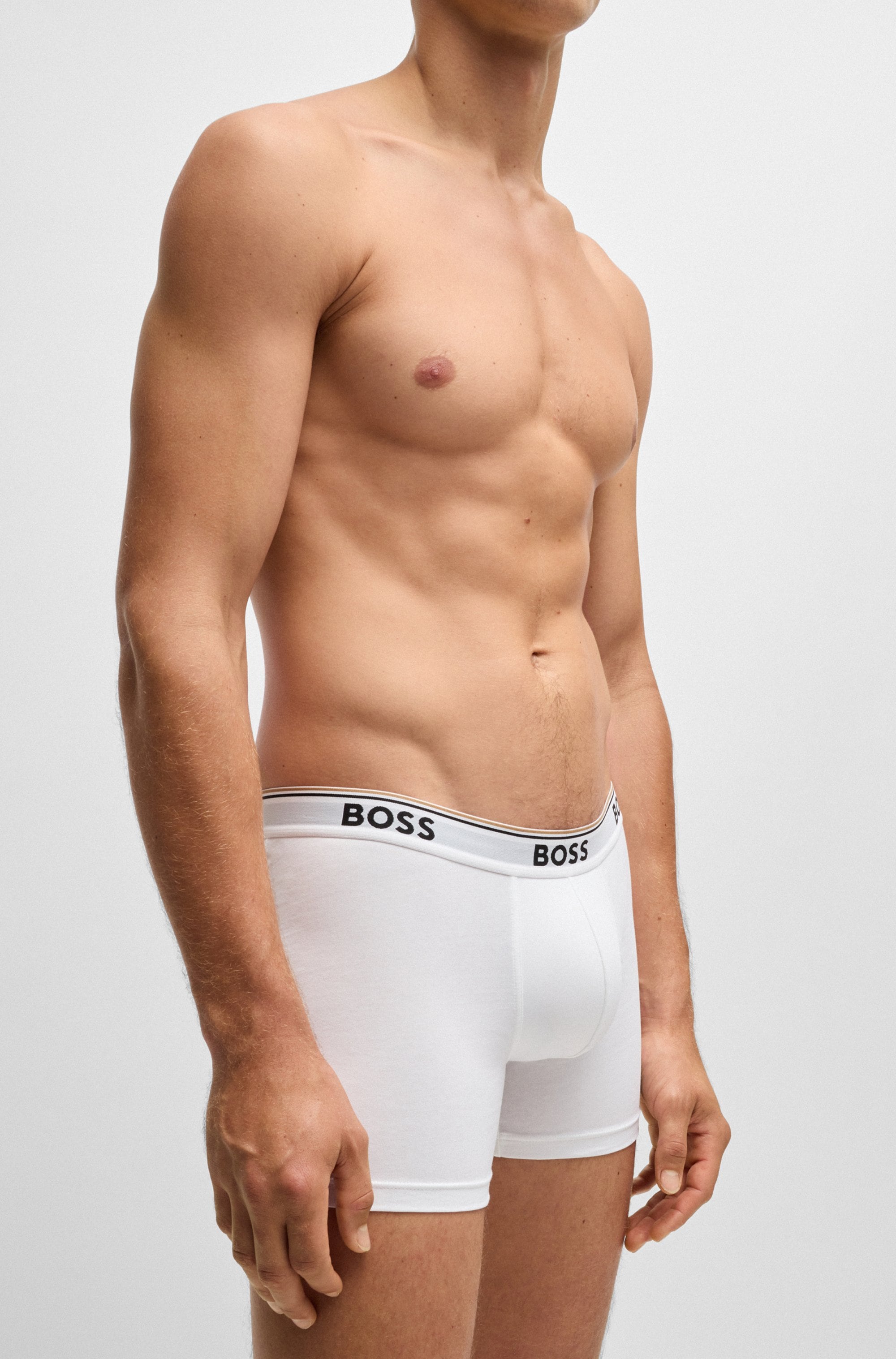 BOSS Langer Boxer »Boxer Brief 3P«, (Packung, 3er-Pack), mit farblich passendem Webbund