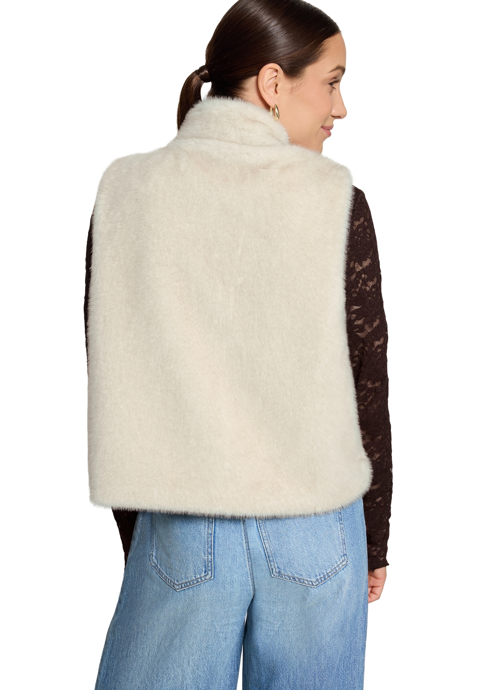 Zero Plüschweste »Damen Fur-Weste mit hohem Kragen« Material