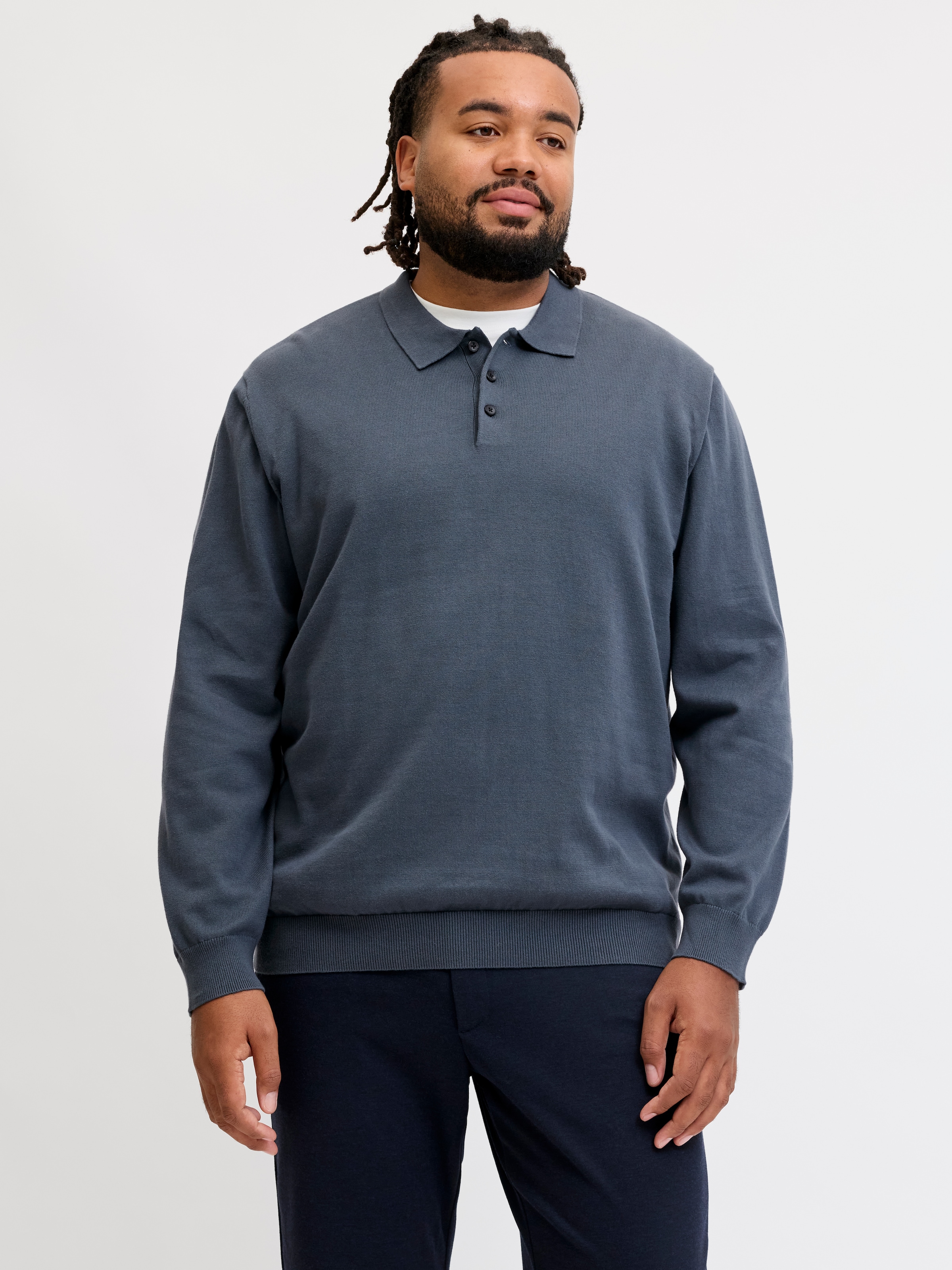 Jack & Jones PlusSize Polokragenpullover »JJEBASIC KNIT LS POLO SN PLS« Baumwolle, regular fit