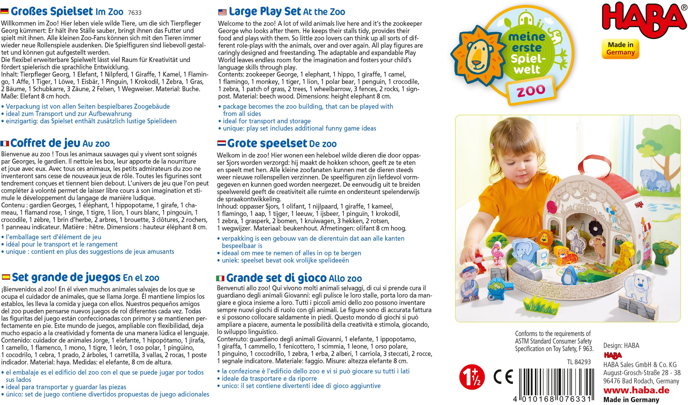 Haba Spielwelt »Großes Spielset, Im Zoo«, Made in Germany