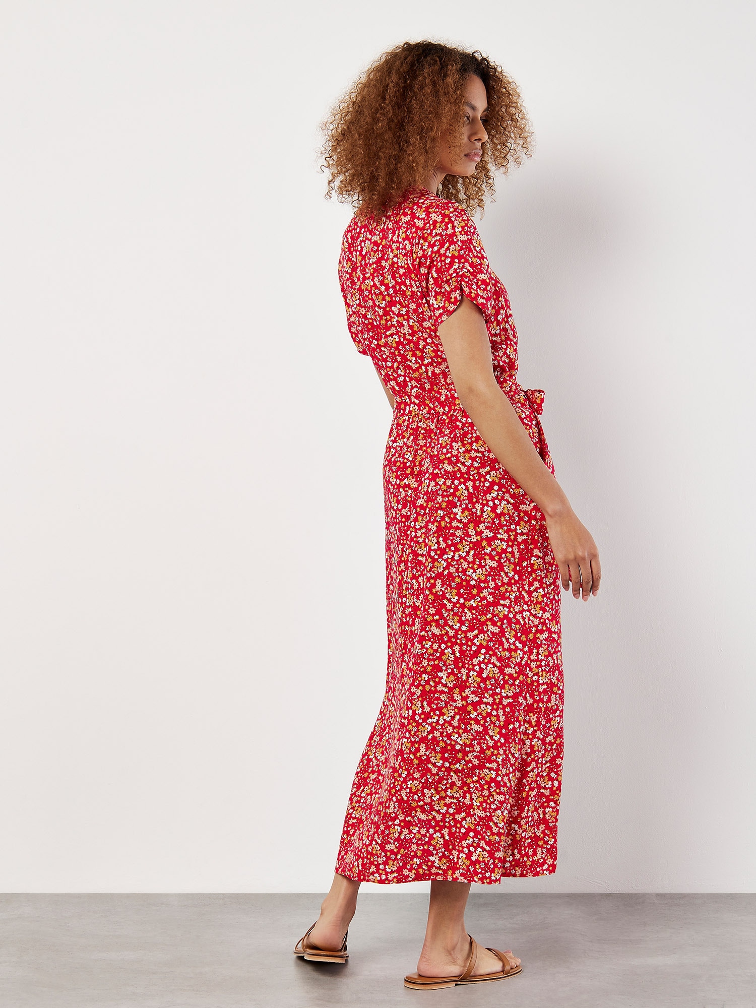 Apricot Druckkleid »Ditsy Floral Decorative Button Dress« mit Tallenbindeband