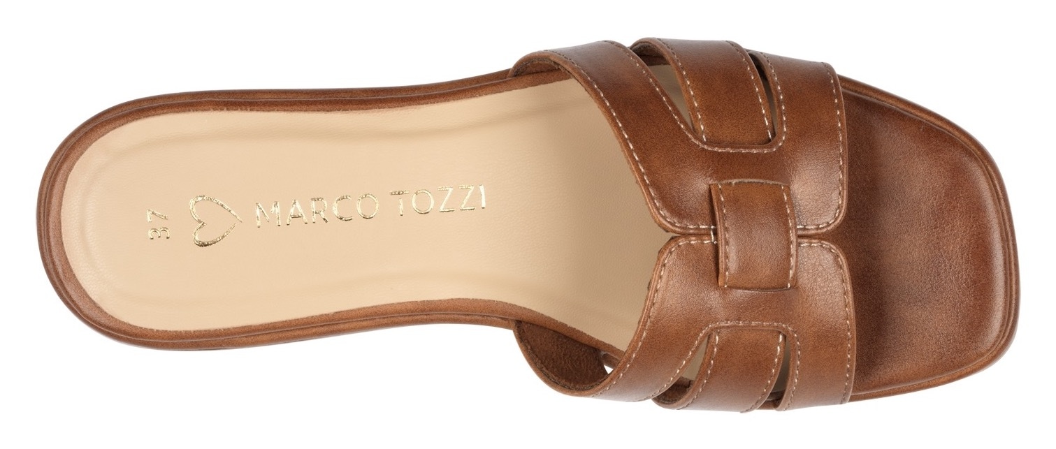 MARCO TOZZI Pantolette, Blockabsatz, Sommerschuh mit Logodrucken