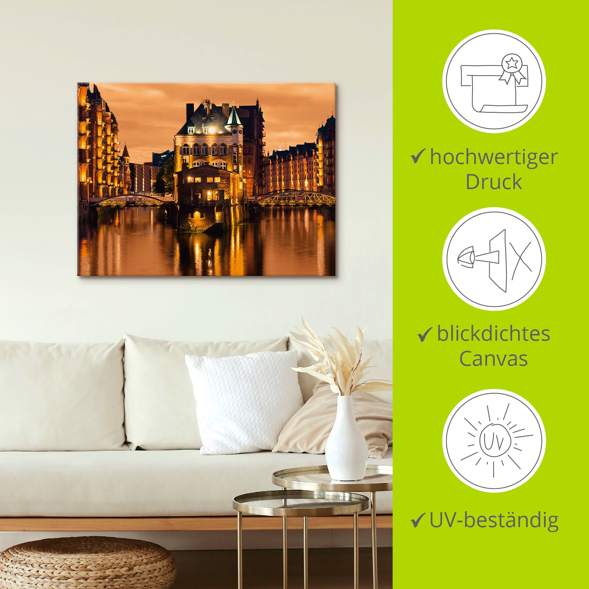 Artland Wandbild »Speicherstadt in Hamburg«, Deutschland, (1 St.), als Alubild, Outdoorbild, Leinwandbild in verschied. Größen