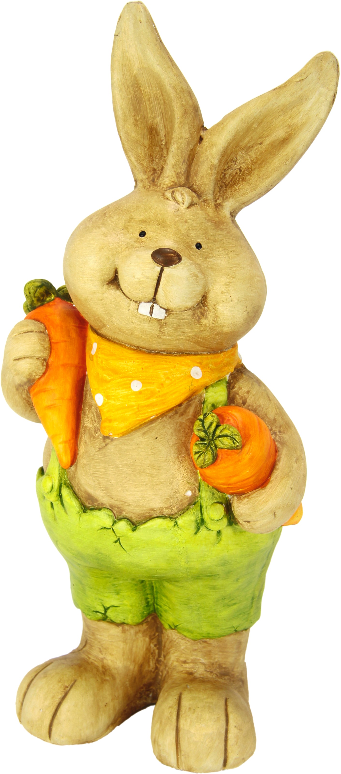 Dekofigur I.GE.A., B:20cm H:46cmgrün, Magnesia, Wohnzimmer, Dekofiguren, "Deko Osterhase mit Karotten", Figur 46 cm Deko Hase Osterdeko Hasenfigur