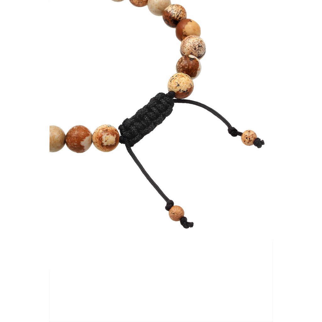 Kuzzoi Armband »Herren Achat Perlen Bead Jasper Look 925 Silber«