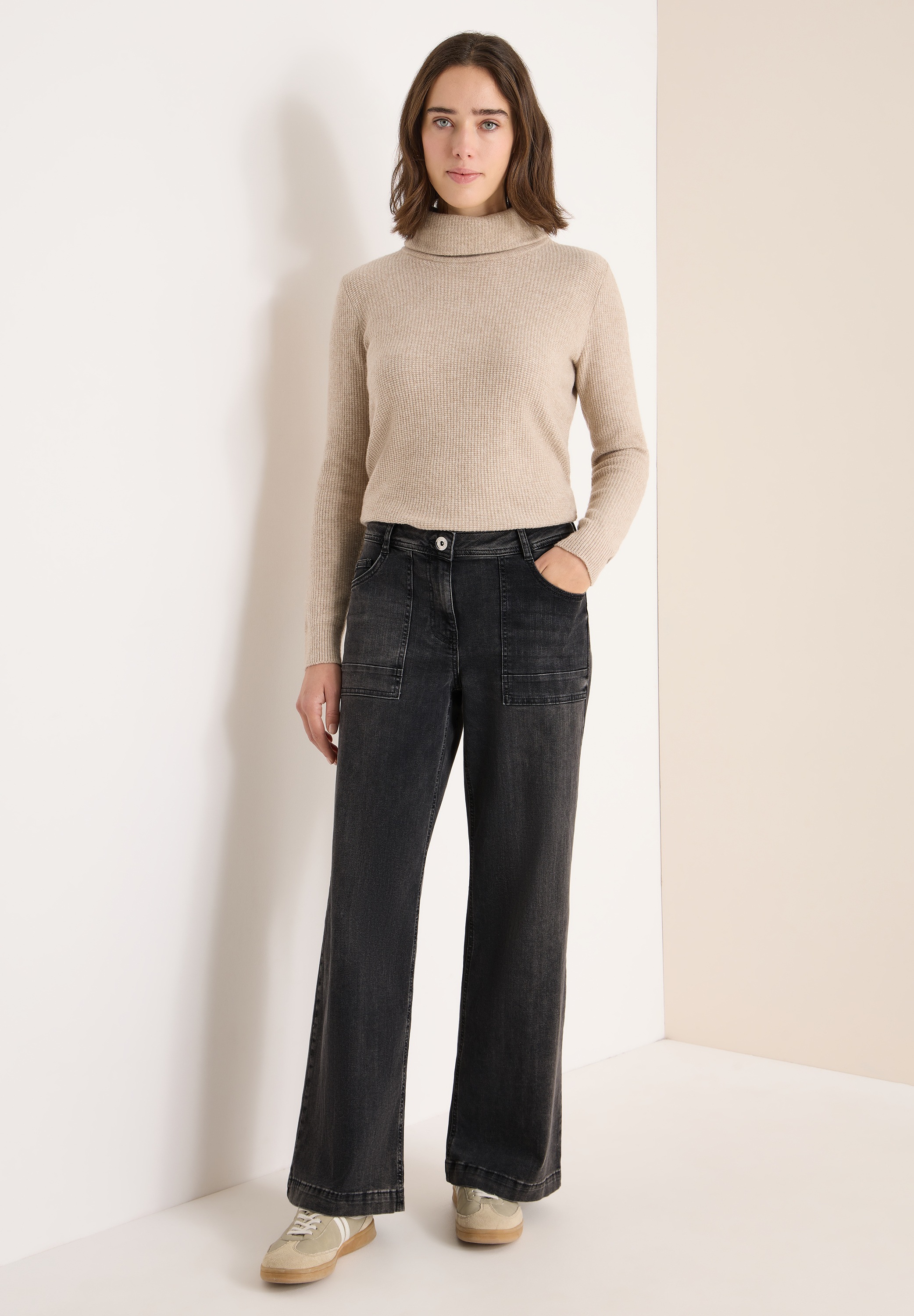 STREET ONE Loose-fit-Jeans in grauer Waschung