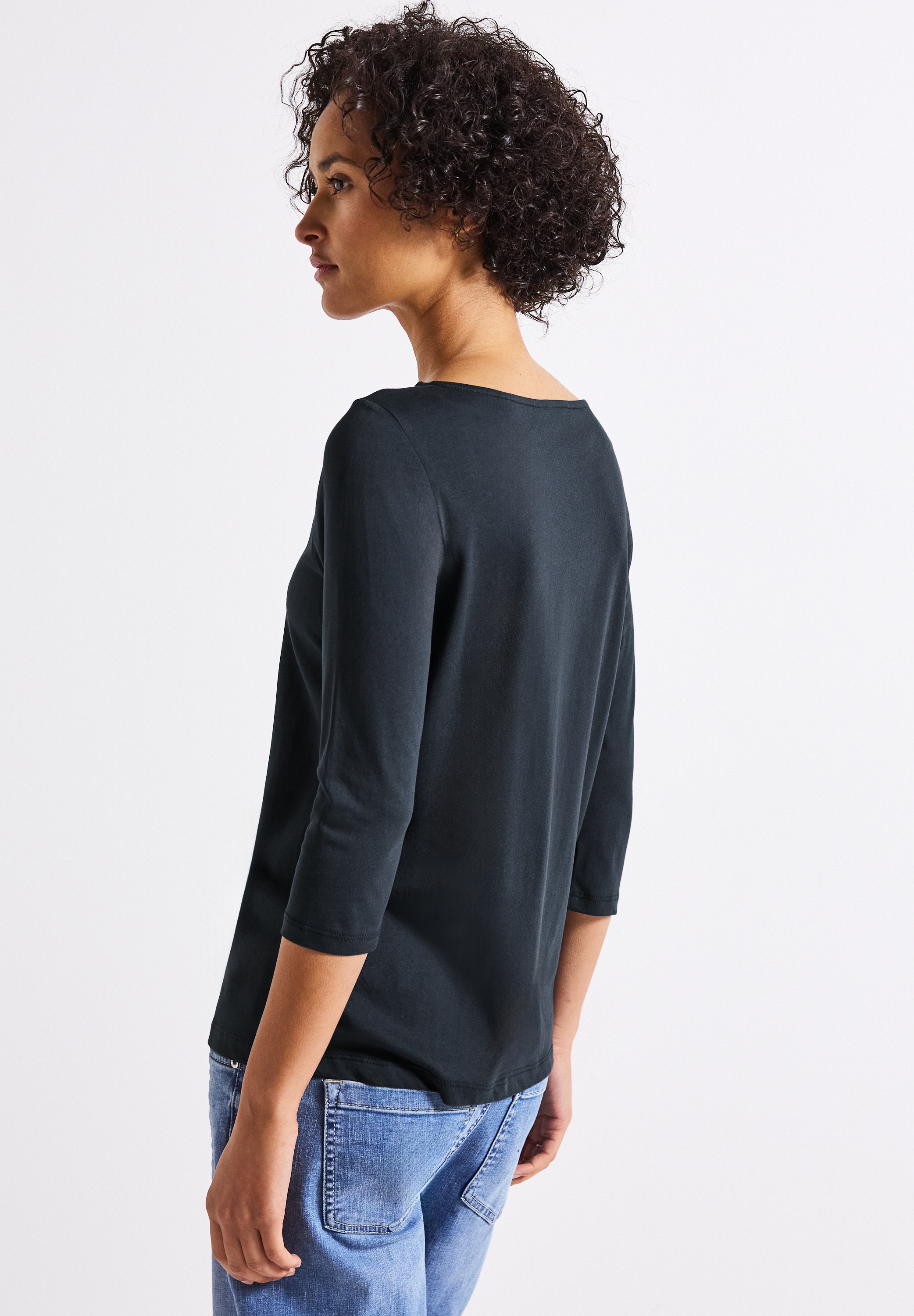 STREET ONE Langarmshirt, aus Baumwolle mit Stretchante günstig online kaufen