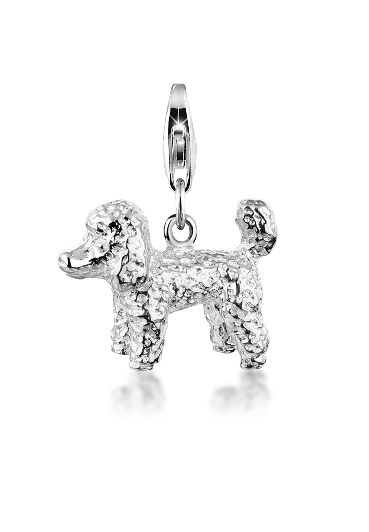 Charm-Einhänger NENALINA "Pudel Hund Dog Anhänger 925 Silber", silber, Charms, Damen, ohne Stein, Silber 925 (Sterlingsilber)