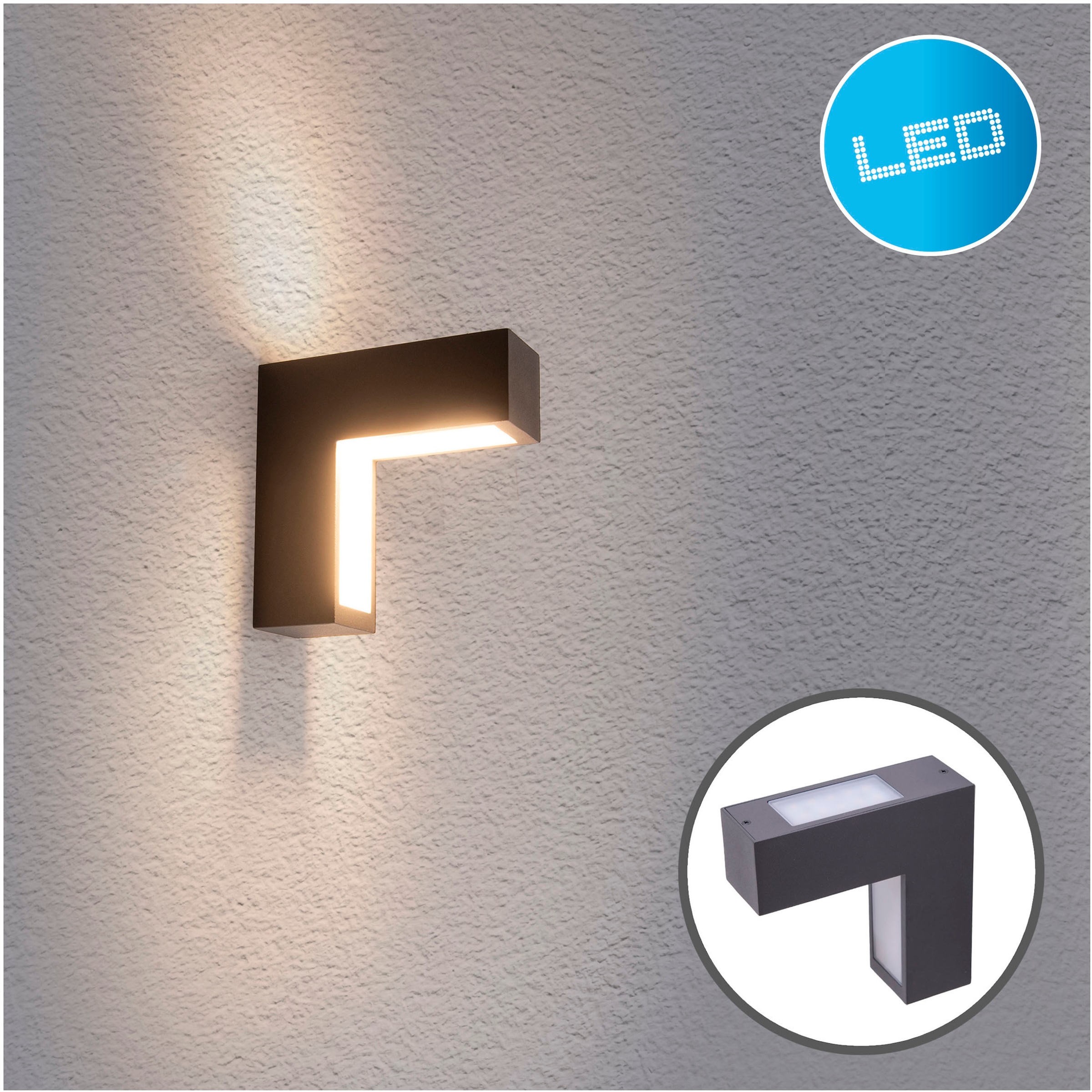 näve LED Außen-Wandleuchte "Angus" 1 Stk. Neutralweiß anthrazit/opal Up/Dow günstig online kaufen