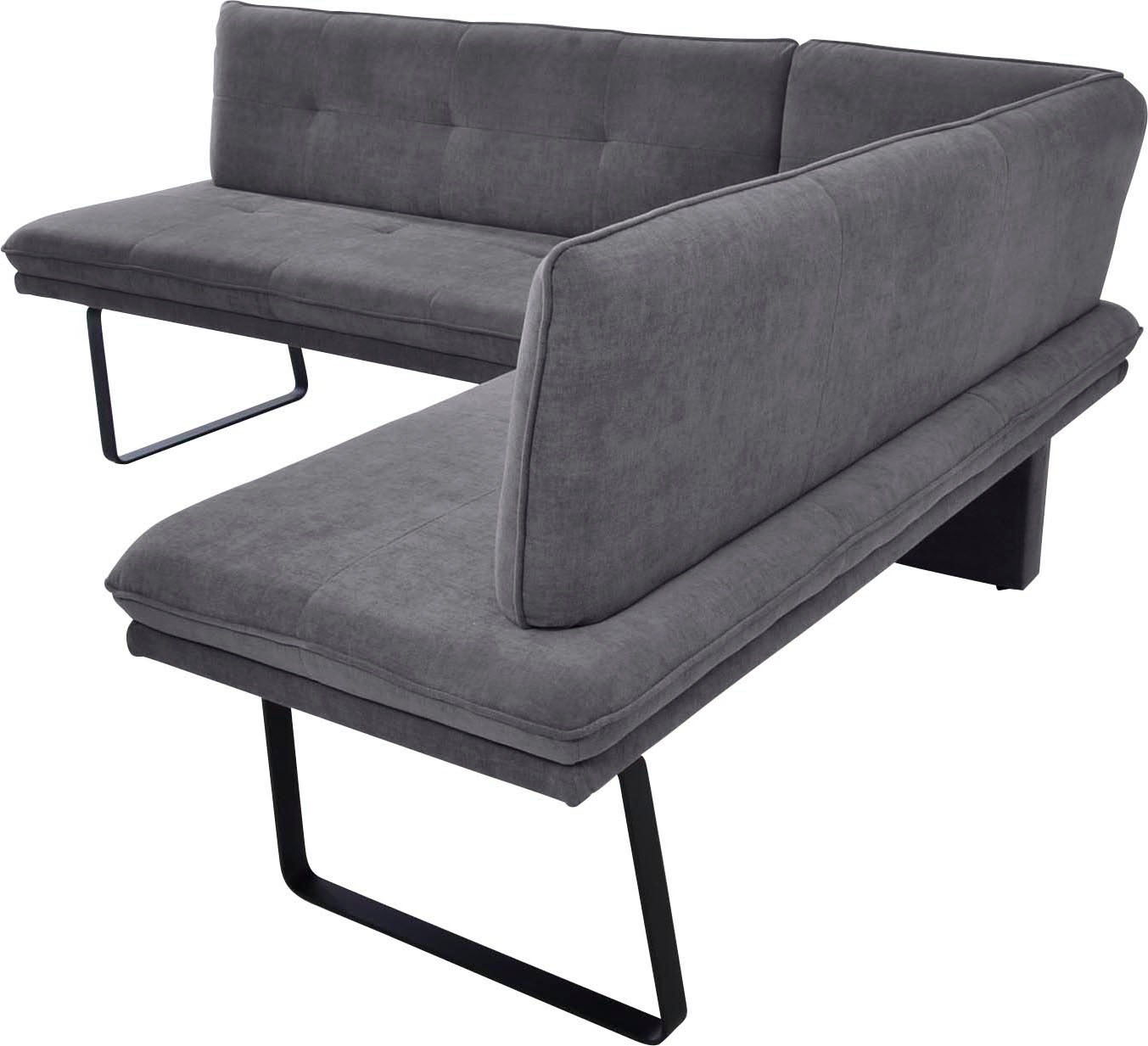 Eckbank K+W KOMFORT & WOHNEN, grau, B:207cm H:87cm T:157cm, Sitzbänke, Eckbank, Polstereckbank in Spitzkissenoptik, Sitz und Rücken gesteppt 2