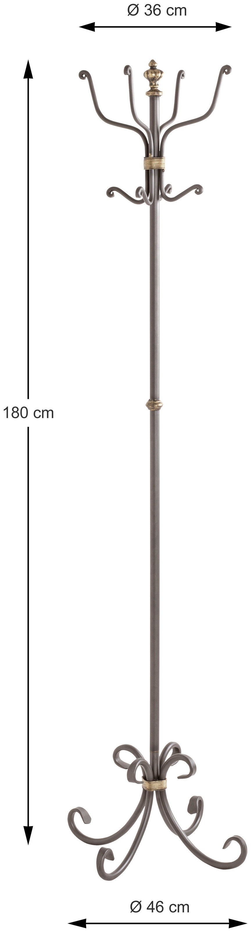 HAKU Garderobenständer »Kleiderständer, Standgarderobe« freiform - aus Metall Anthrazit - Ø/H 46/180 cm