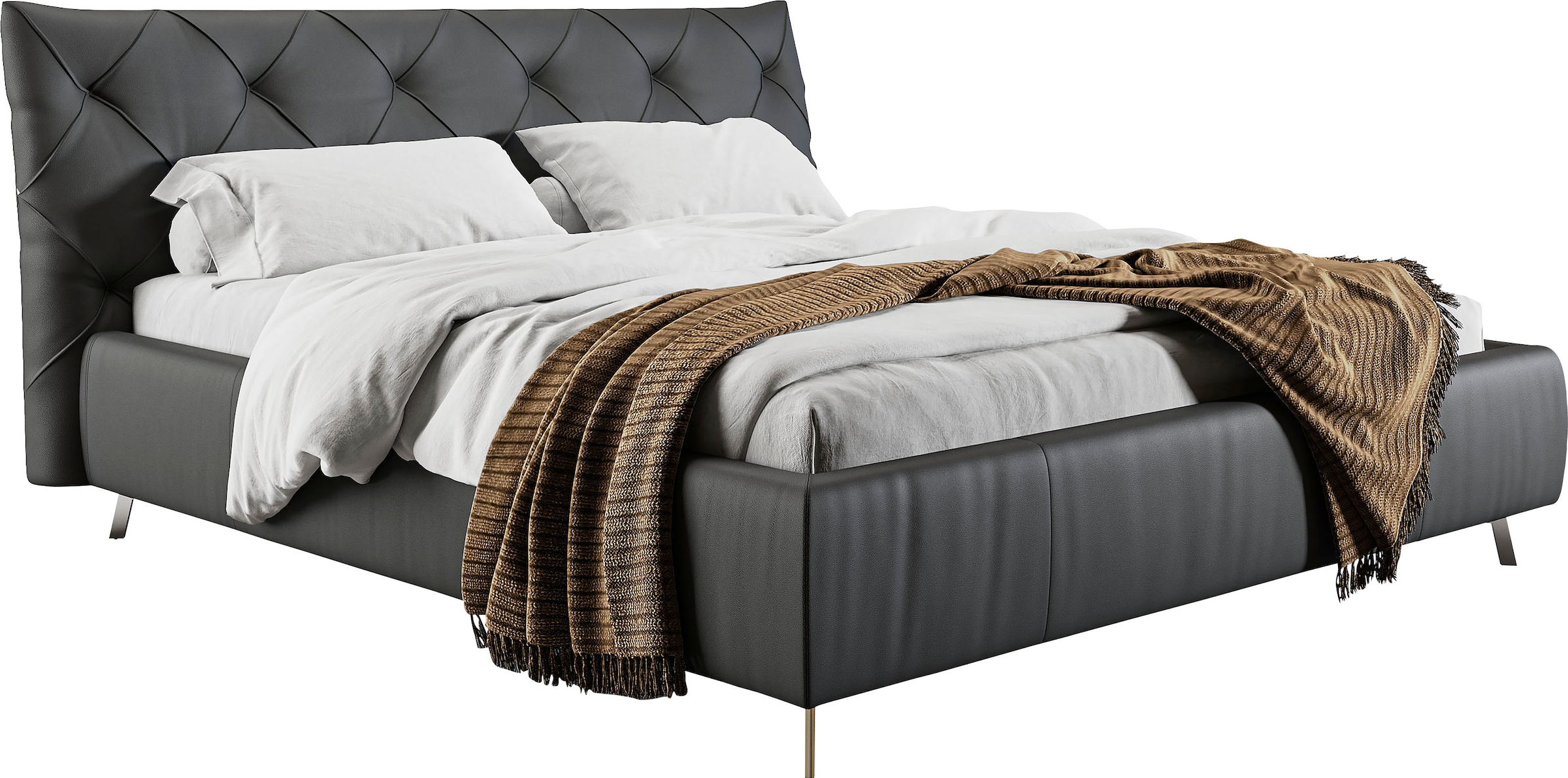 Home affaire Polsterbett "Elloree in 4 Breiten bis 200cm, auch in Leder" Kopfteilhöhe 105cm, belastbar bis 280 kg, auch in Überlänge 220cm