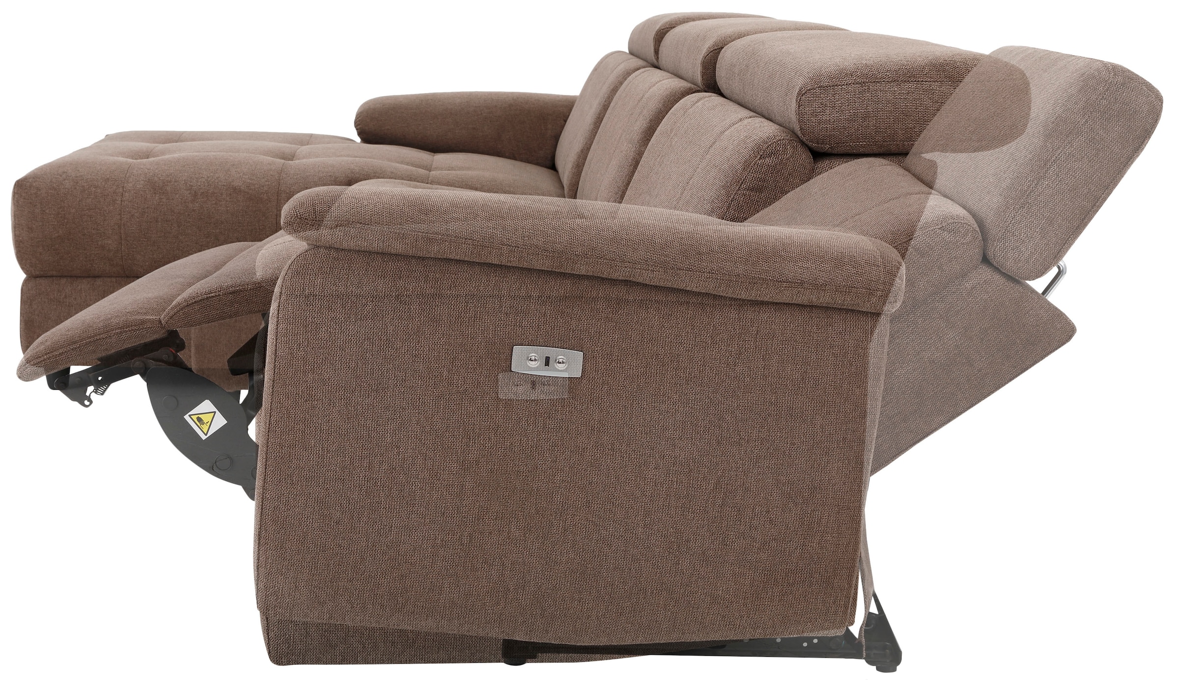Home affaire Ecksofa »Binado, L-Form,«, mit manueller oder elektrischer Relaxfunktion mit USB-Anschluss