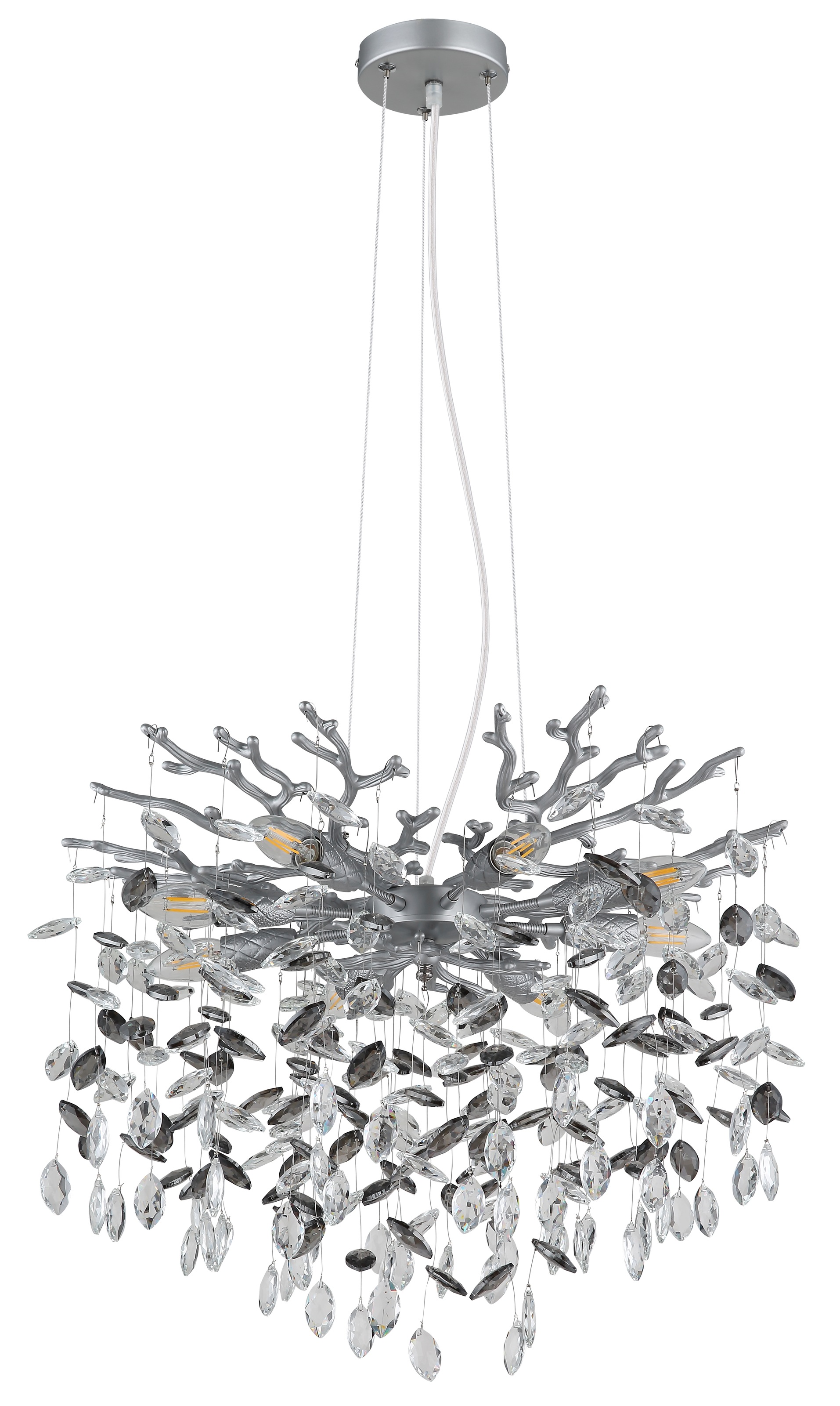 GLOBO LIGHTING Hängeleuchte »QUEENA« E14 1 Stk. Kristall Luster für Wohn- & Esszimmer silber matt