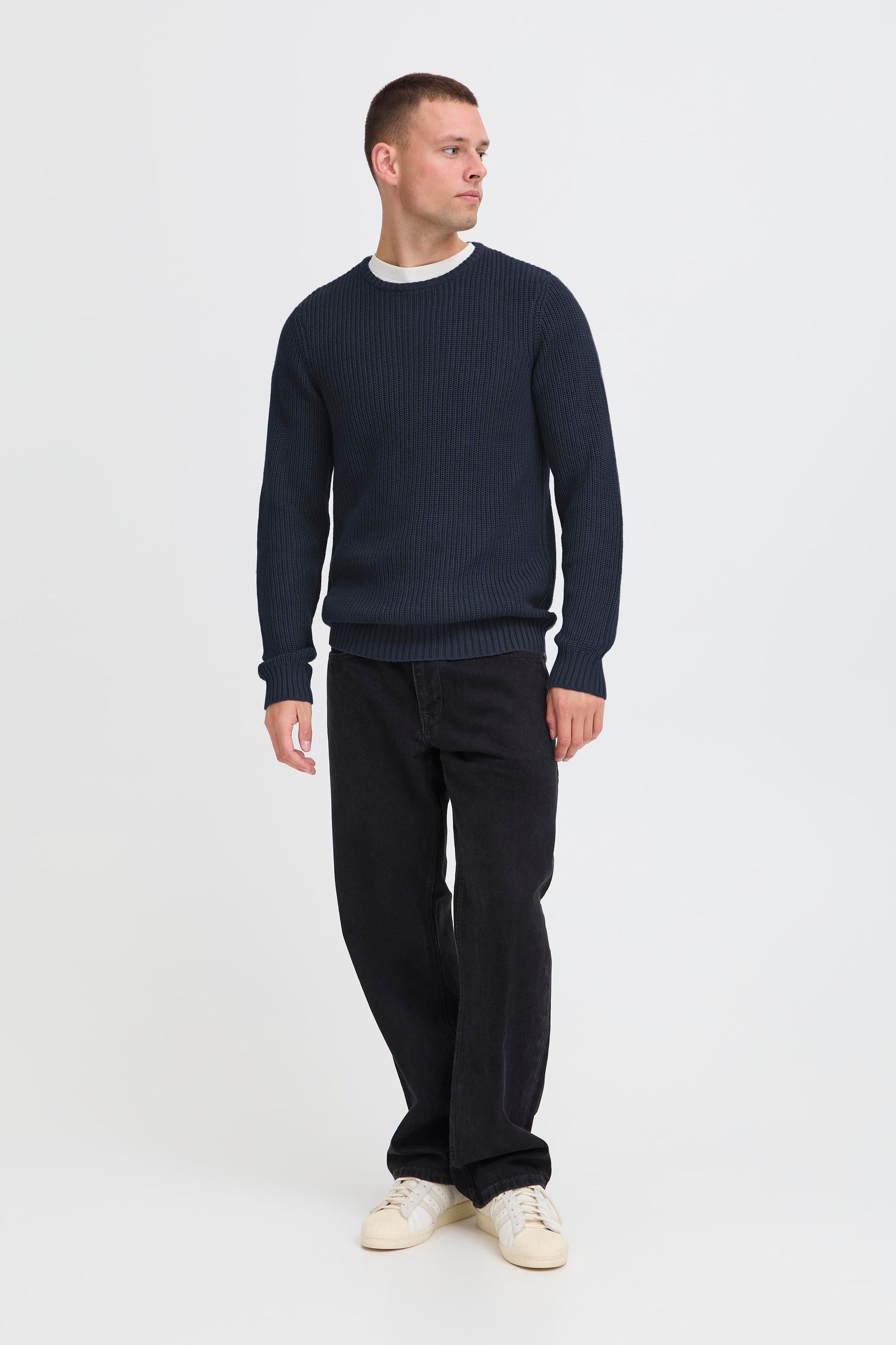 Strickfleece-Pullover BLEND "Strickpullover BHDENO", Herren, Gr. XL, schwarz (salute), Obermaterial: 50% Baumwolle CO. 50% Polyacryl PAN., Pullover 2