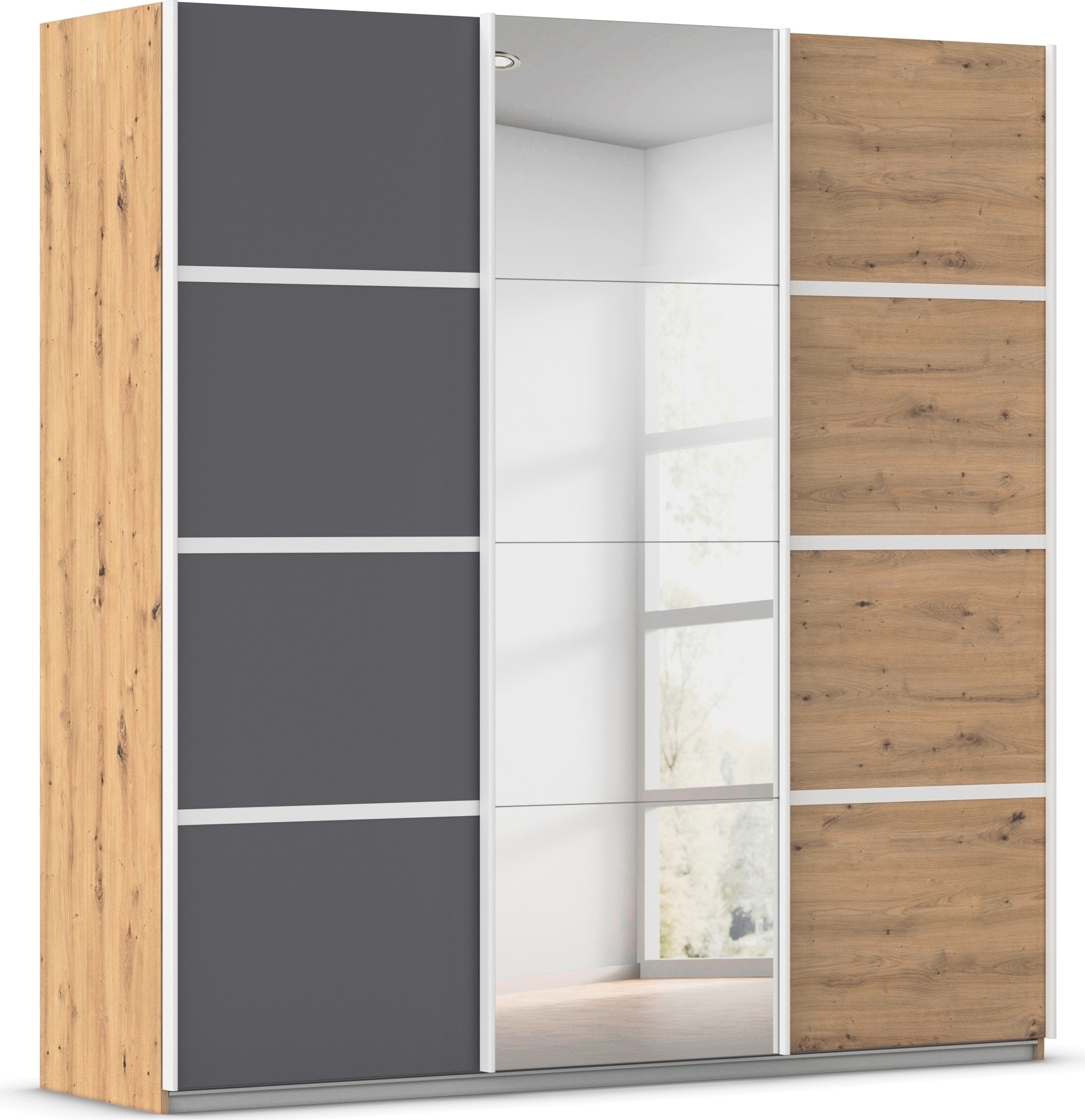 OTTO home Kleiderschrank "Mehrzweckschrank Aktenschrank Möbel Mietswohnung Schlafzimmer AVOLA" 3 verschiedene Ausstattungen BASIC/CLASSIC/PREMIUM (inkl. SOFT-CLOSE), mit eleganten Zierleisten in Chrom, Schwarz oder Weiß MADE IN GERMANY