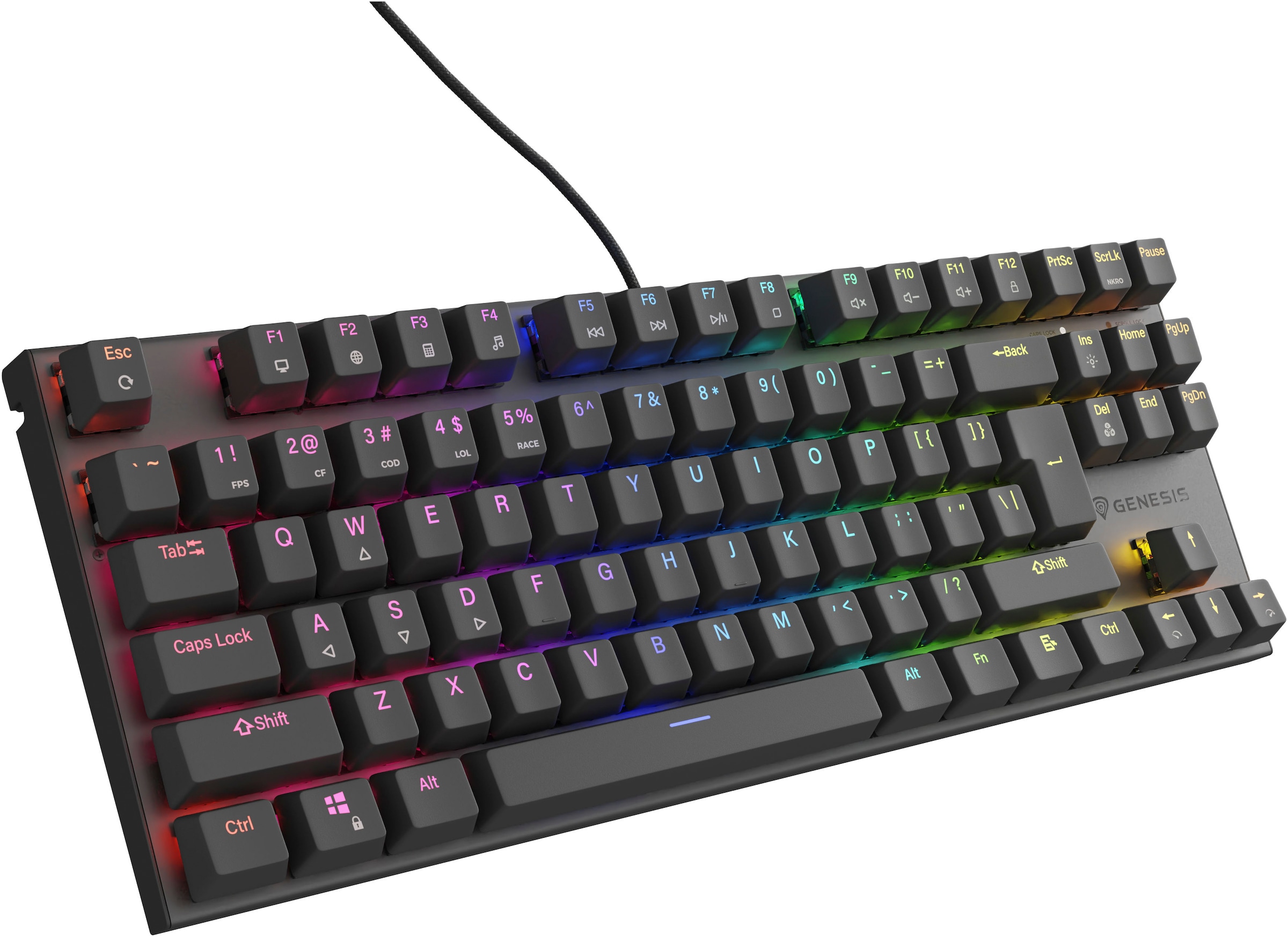 Genesis Gaming-Tastatur »THOR 303 TKL« (Antirutsch-Füße | Funktionstasten | Makrotasten | Multimedia-Tasten | Profil-Speicher | USB-Anschluss | Windows-Sperrtaste)