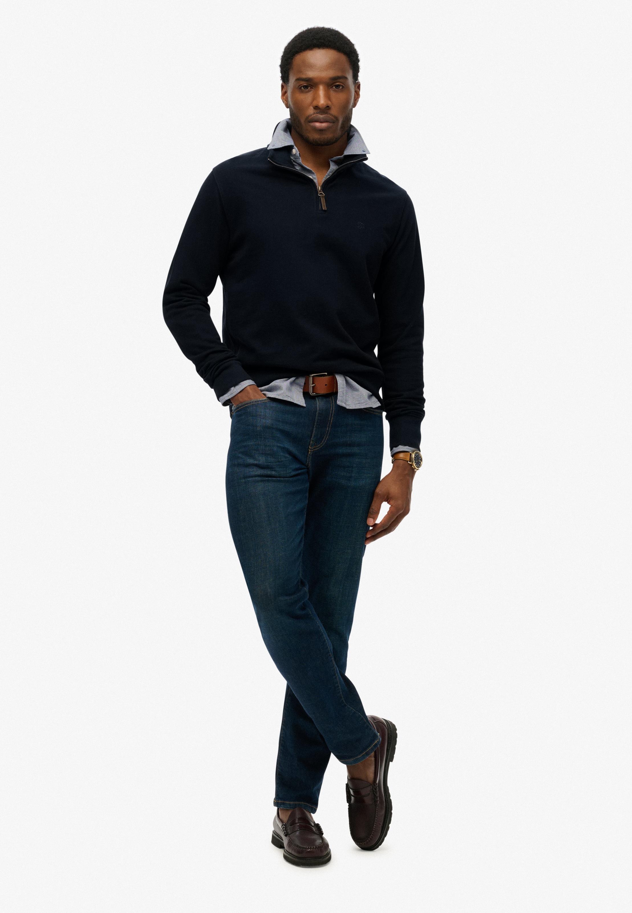 Superdry Pull à Demi-zip Classic Essential Super Dark Navy XL Homme 3