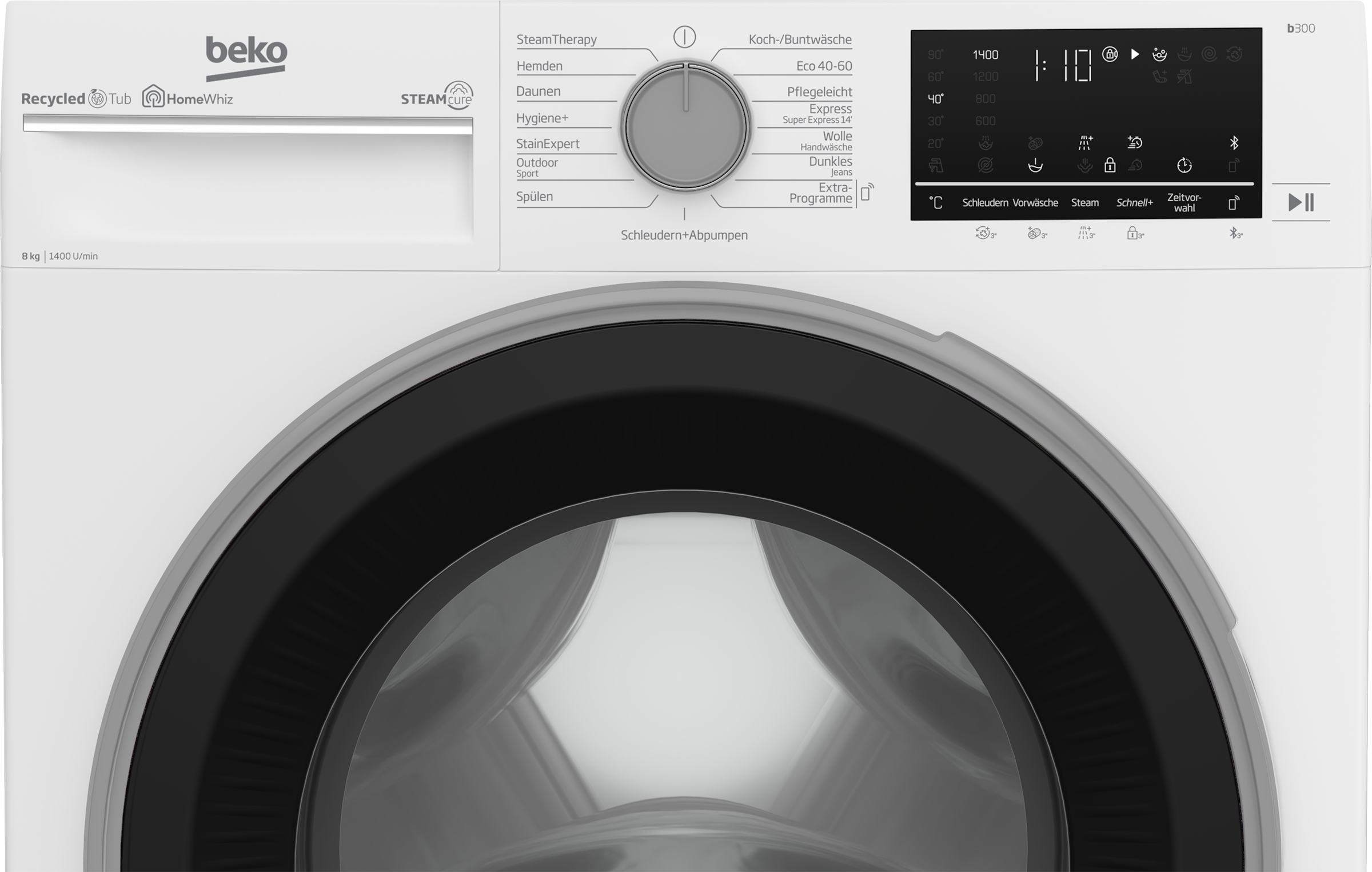 BEKO Waschmaschine, b300, 8 kg, 99% - auf B3WFU58415W1, SteamCure Raten | 1400 allergenfrei BAUR U/min